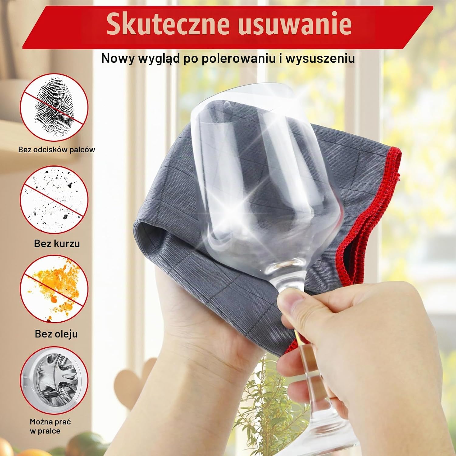 Detalle de lompyeu QJB8PC – ściereczki do szyb z mikrofibry z włóknem węglowym, 30 × 30 cm