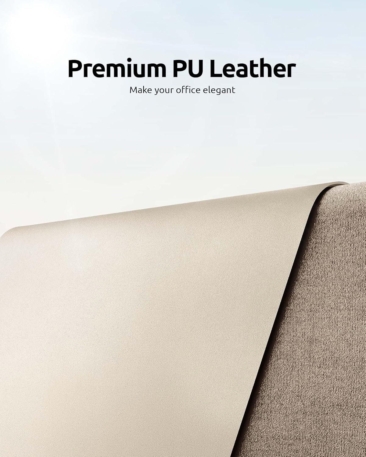 Detalle de YSAGi Leather Desk Mat (120 x 60 cm) – Large PU Leather Desk Pad in Champagne