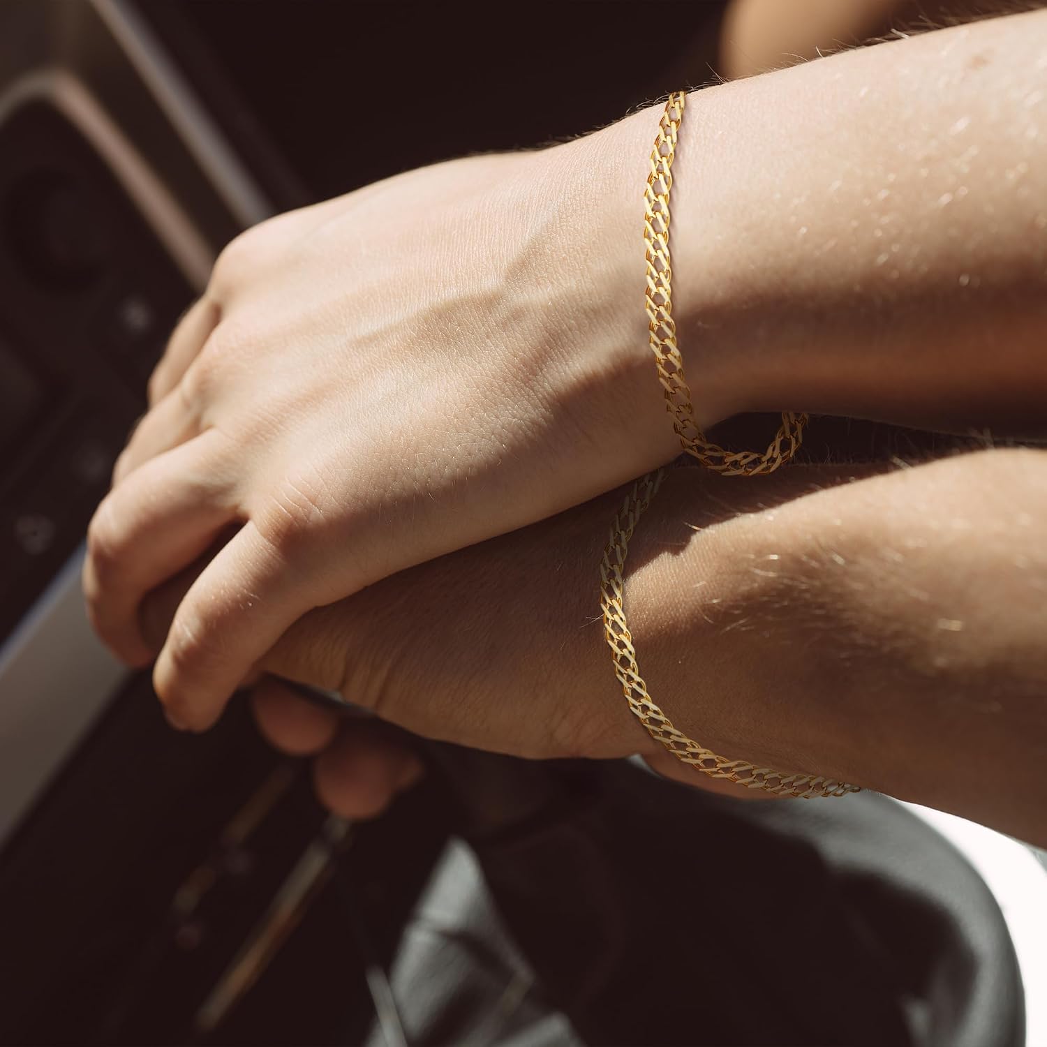 Detalle de EDELIND Bracelet Femme Or Jaune 333/585 – Chaîne Double 2,9 mm avec Fermoir Mousqueton
