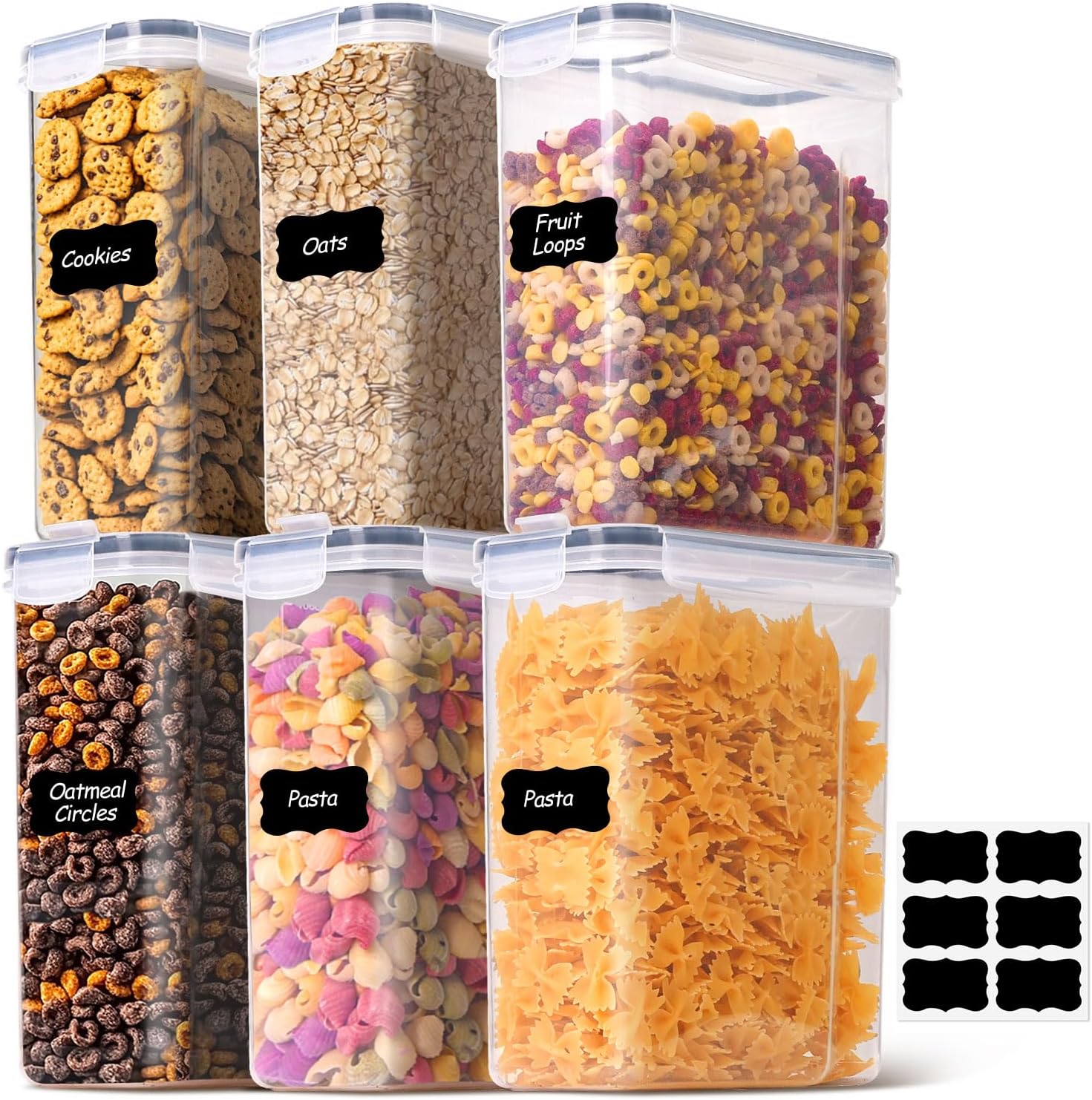 Detalle de ComSaf Airtight Food Storage Containers, 2.5 L 6-Pack, Stackable with Clip-Lock Lids