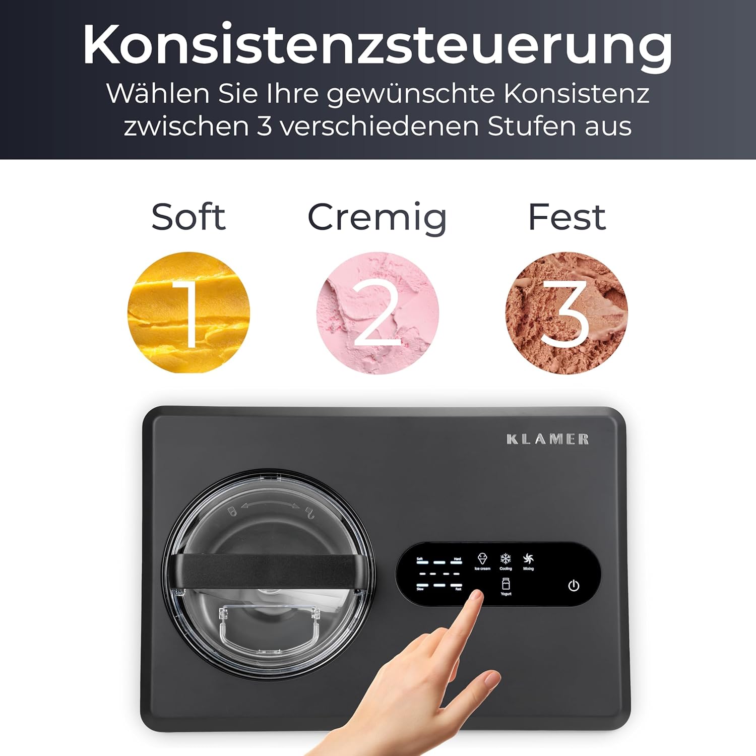 Thumbnail 3 de KLAMER 2-in-1 Eismaschine mit 2 l