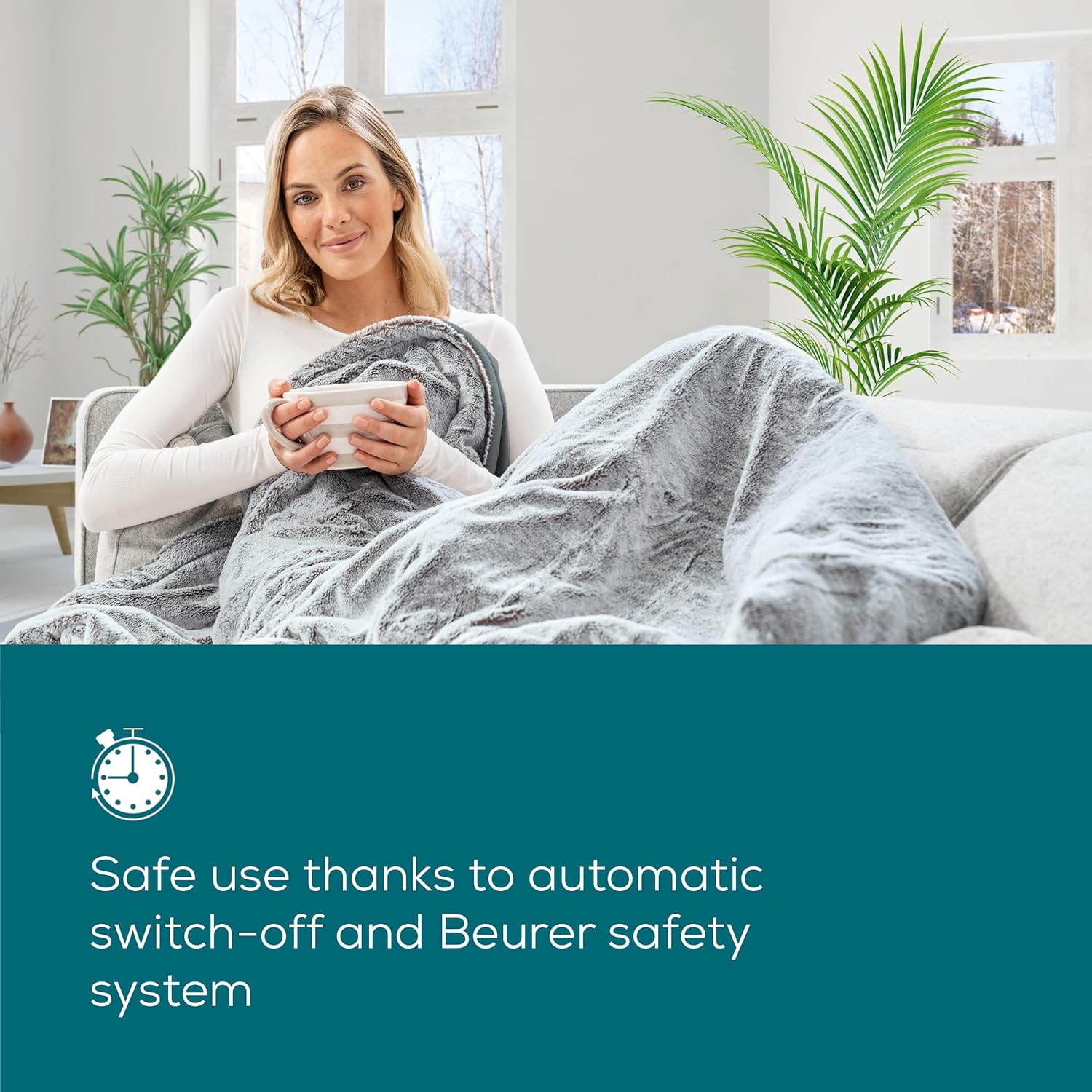 Detalle de Beurer HD 75 Nordic Grey Electric Blanket: Warmth with Green Cred and Everyday Practicality