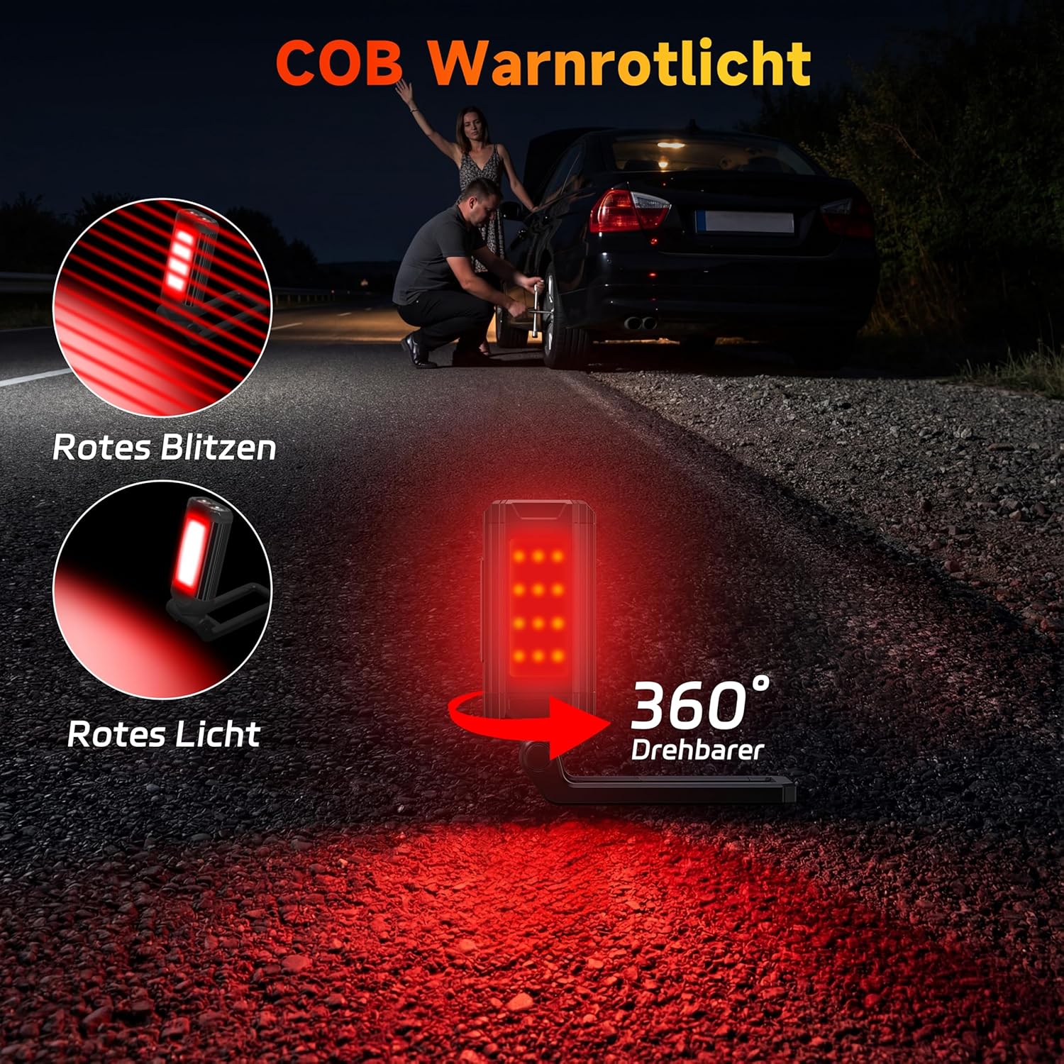 Thumbnail 4 de Daphomeu LED Taschenlampe mit Magnet – 2er-Set akkubetriebene COB-Arbeitsleuchte mit Schwenkfunktion
