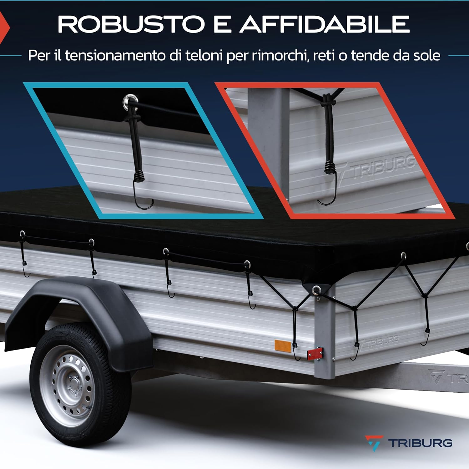 Thumbnail 3 de TRIBURG espansore con ganci da 13 cm, set da 25 pezzi con elastico ad alta resistenza per teloni e carichi