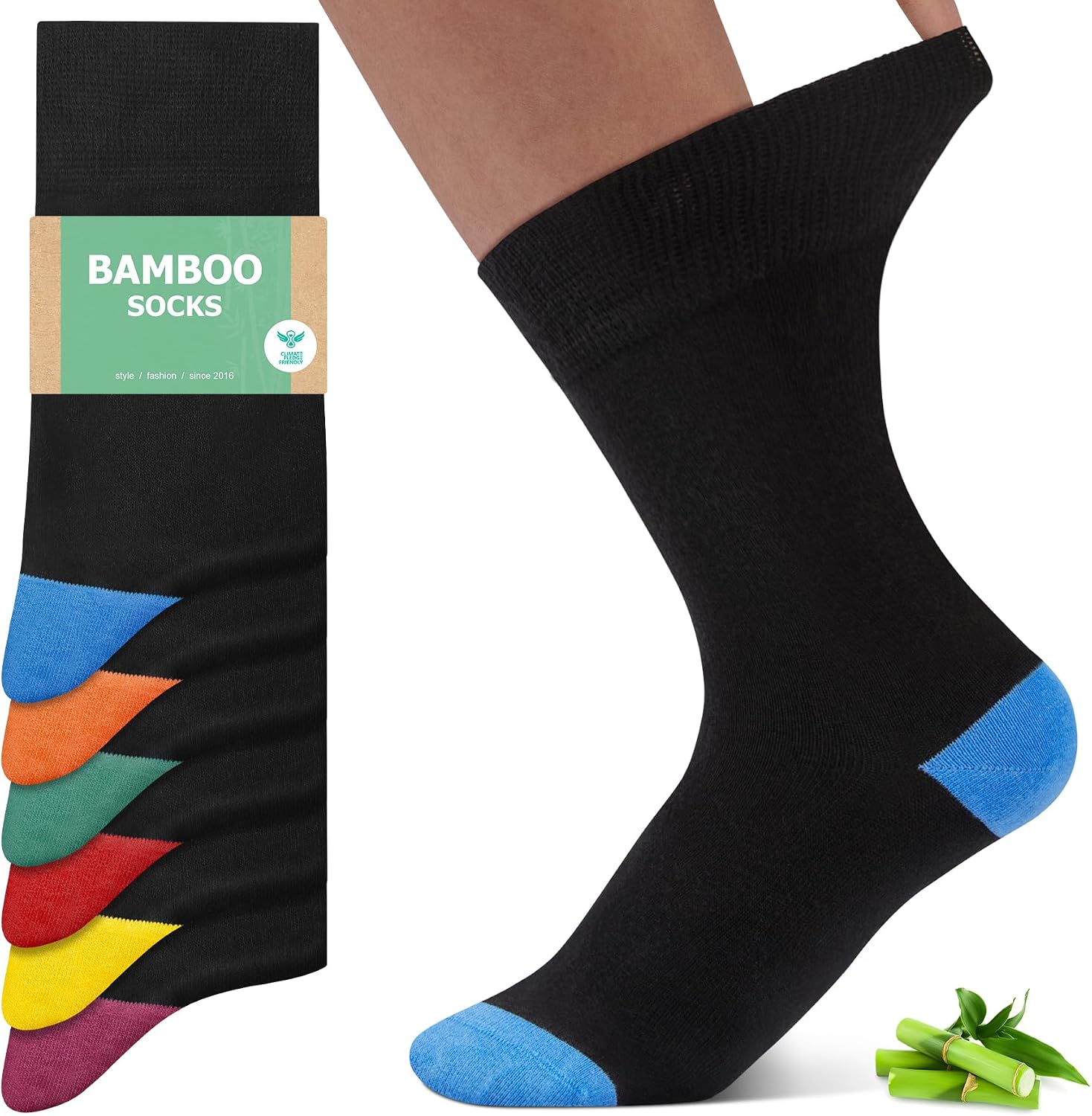 Detalle de FALARY Bamboo Socks for Men and Women – 6/12 Pairs, Seamless Business Casual, Soft, Breathable and Anti-Odour