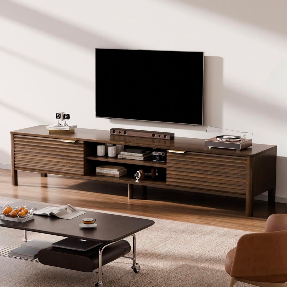 Detalle de IKALIFE BND80410 tv-lowboard 180 cm in bruin met opbergruimte