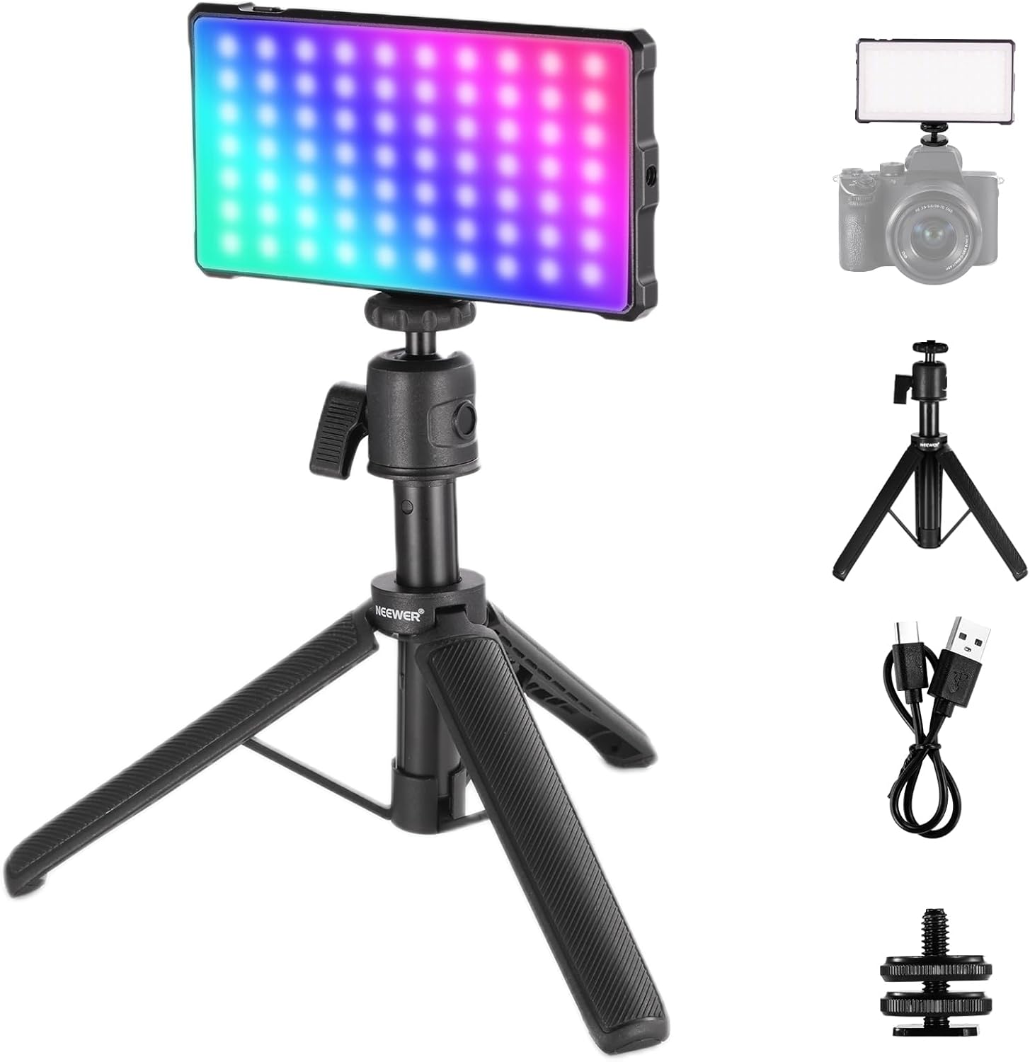 Thumbnail 6 de NEEWER Basics RGB Video Light SL90C: luce LED portatile 8W con 2700K-7500K e RGB ricaricabile