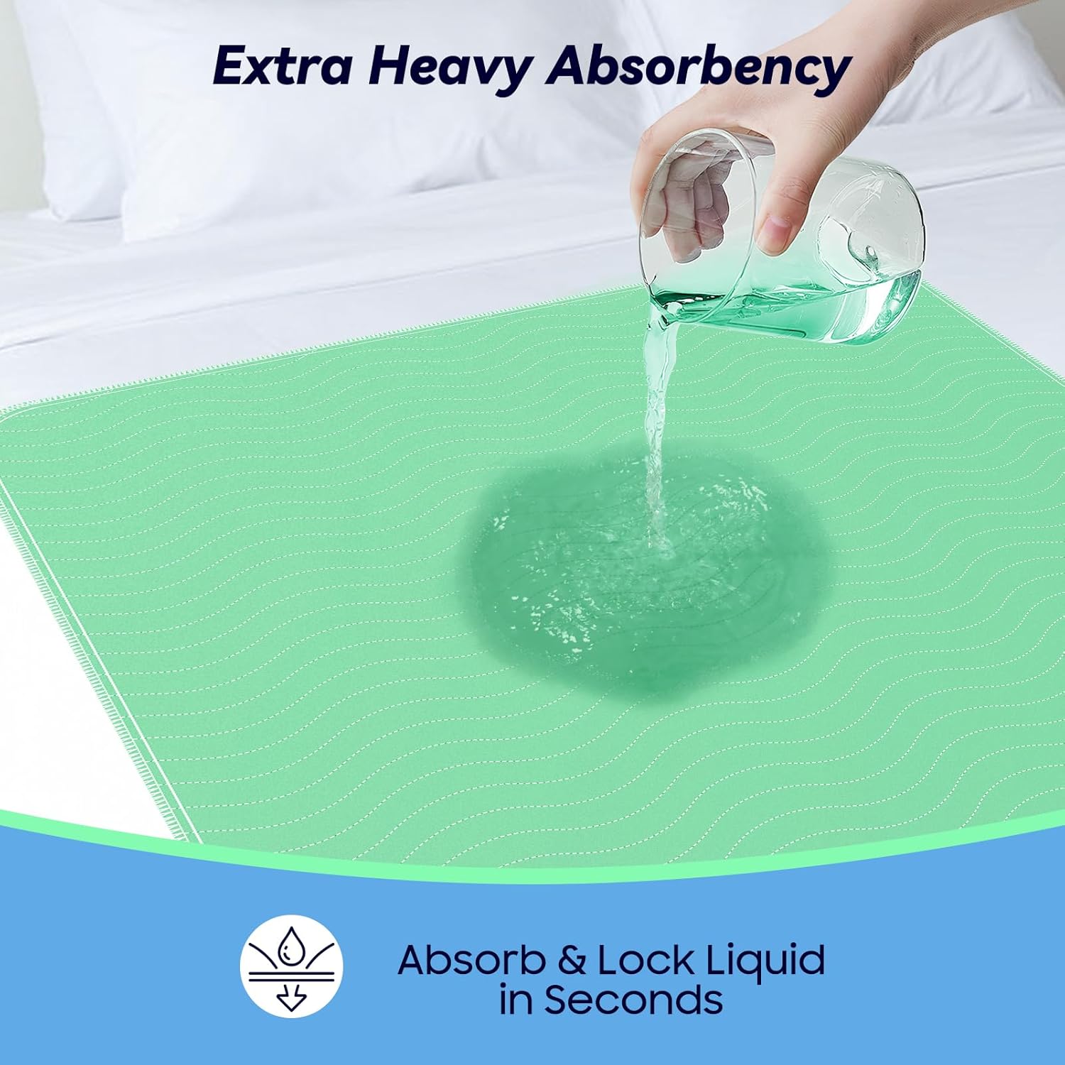 Detalle de 4-Pack 36” x 54” Extra-Heavy Absorbency Washable Underpads (Waterproof, Reusable) for Nursing, Incontinence, Dogs & Mattress Protection