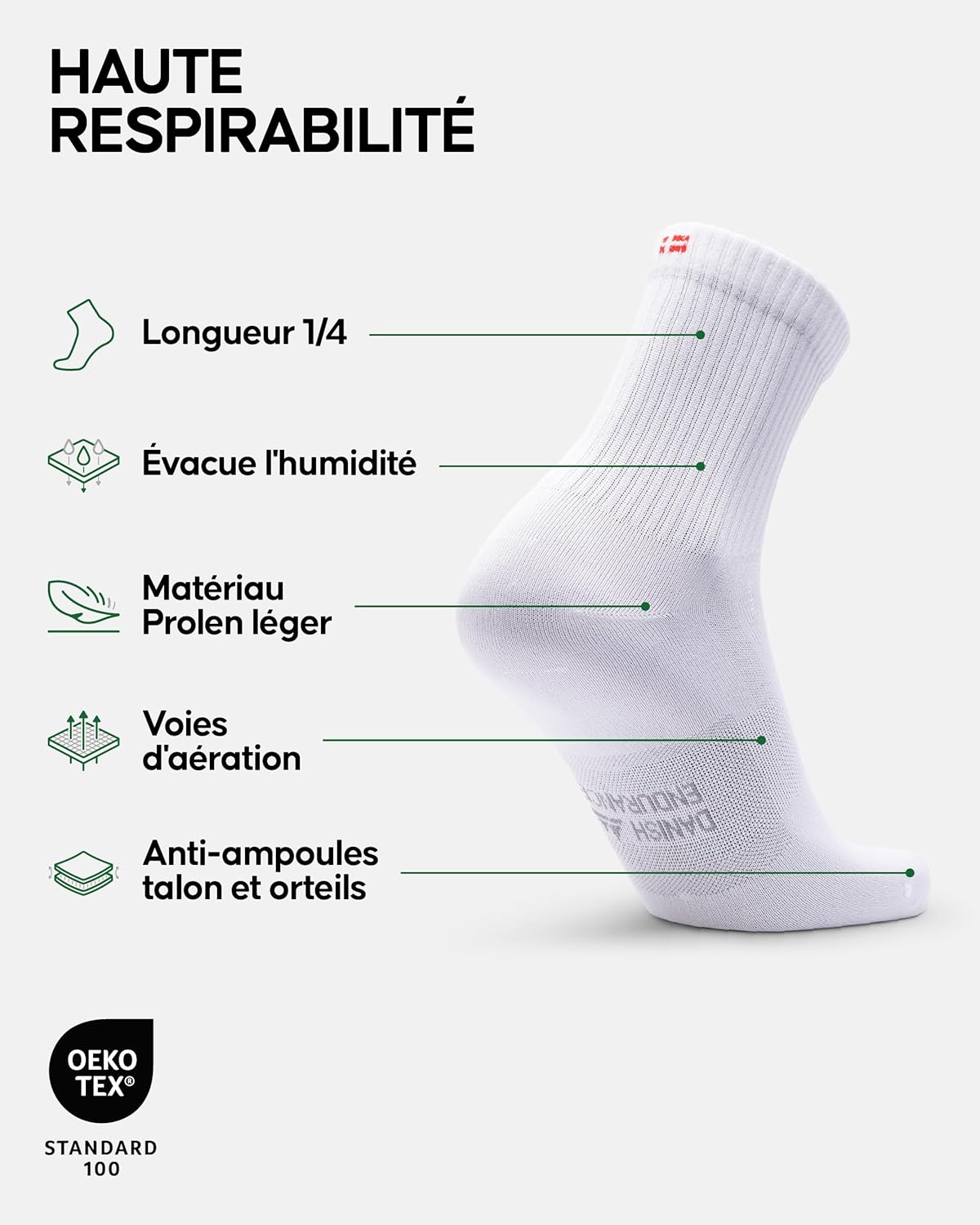 Thumbnail 1 de DANISH ENDURANCE Chaussettes de course ajustement précis (lot 3 ou 5) – légères, respirantes et unisex
