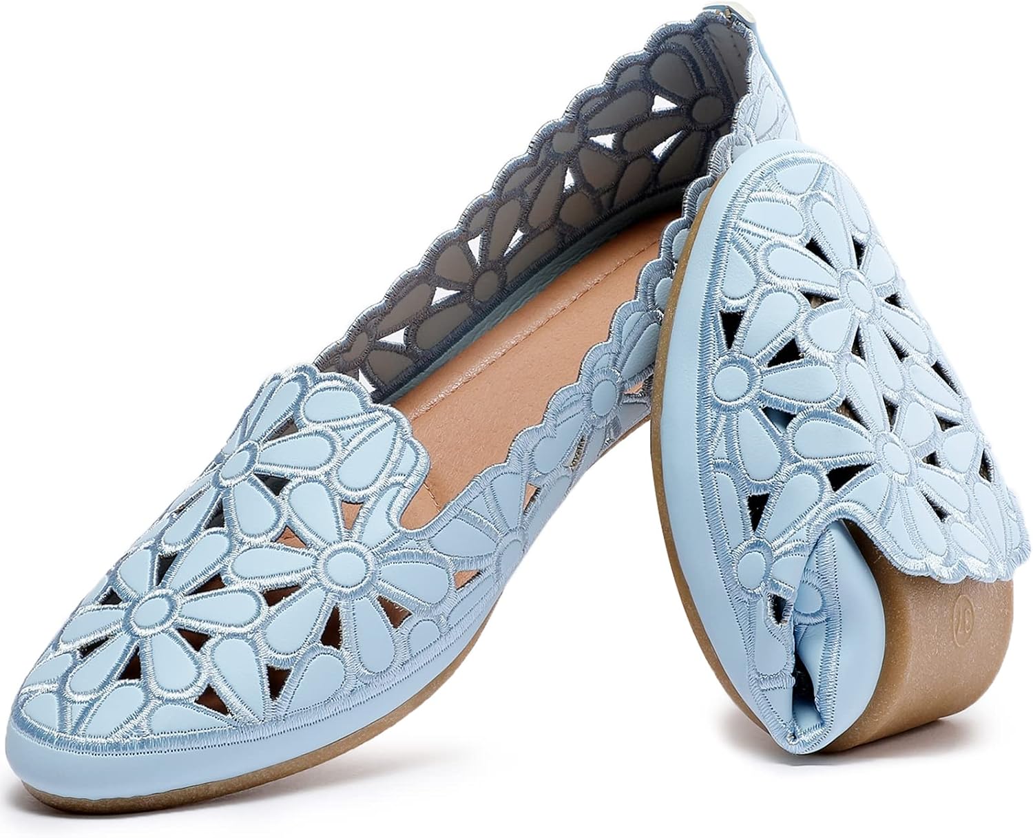 Thumbnail 6 de HEAWISH Women’s Floral Ballet Flats (Black/Beige) — Slip-On Round-Toe Dress Shoes