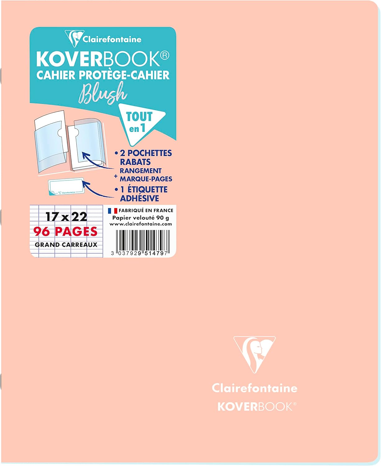 Thumbnail 5 de Clairefontaine 951481C – Lot de 10 Cahiers Agrafés Koverbook Blush 17x22 cm, 96 Pages