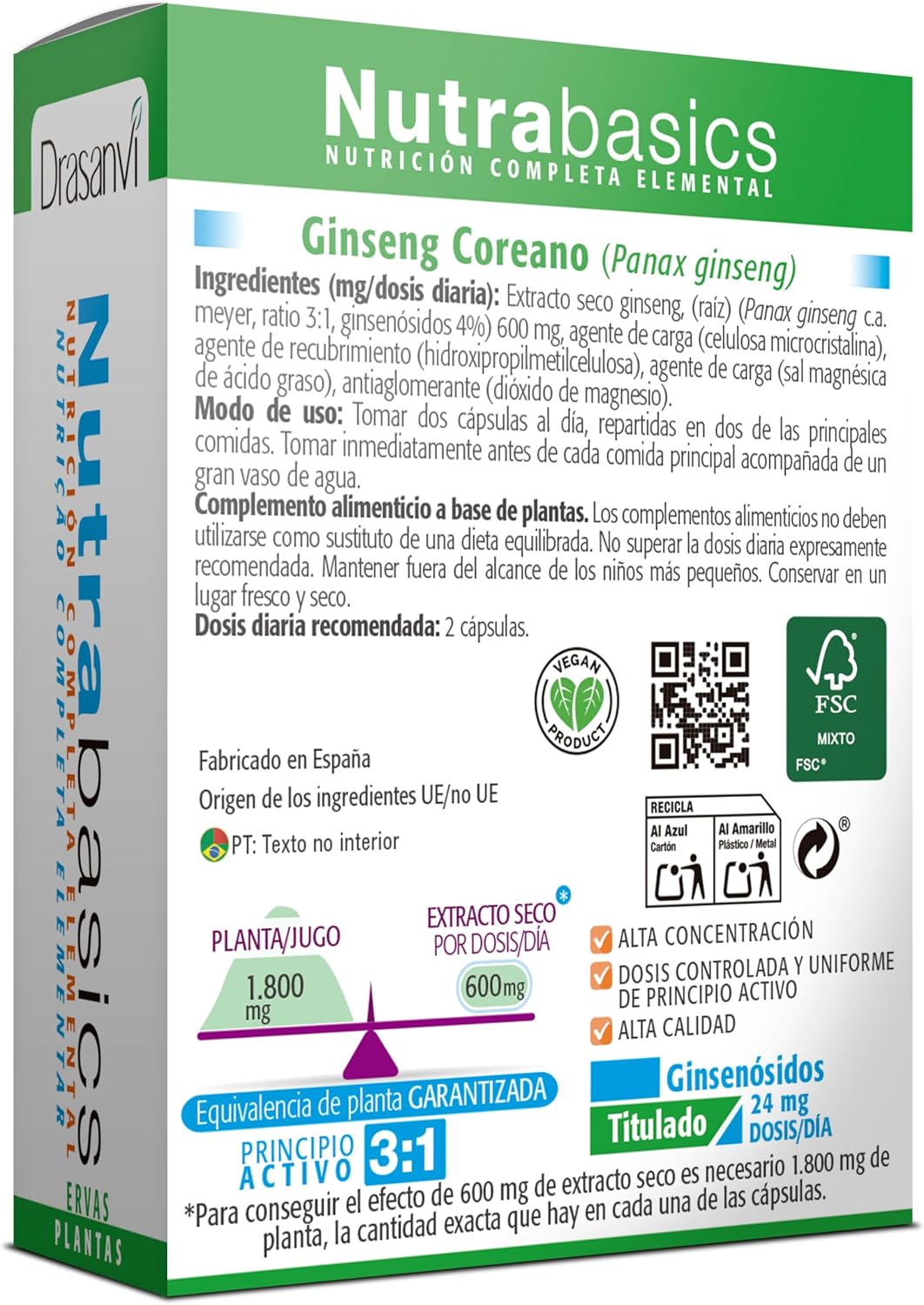 Thumbnail 1 de Drasanvi NutraBasics Ginseng Coreano 600 mg