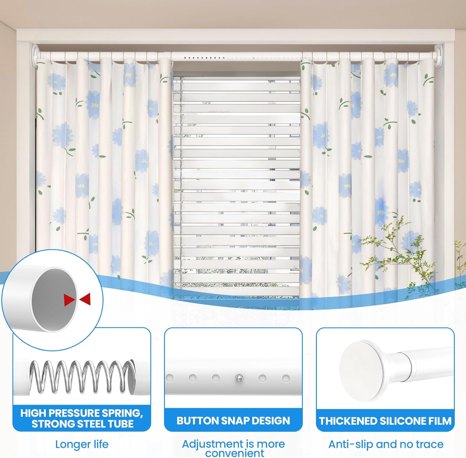 Thumbnail 2 de WELDUN Vorhangstange ohne Bohren 98-150 cm – Klare Lösung für Badezimmer und Fenster