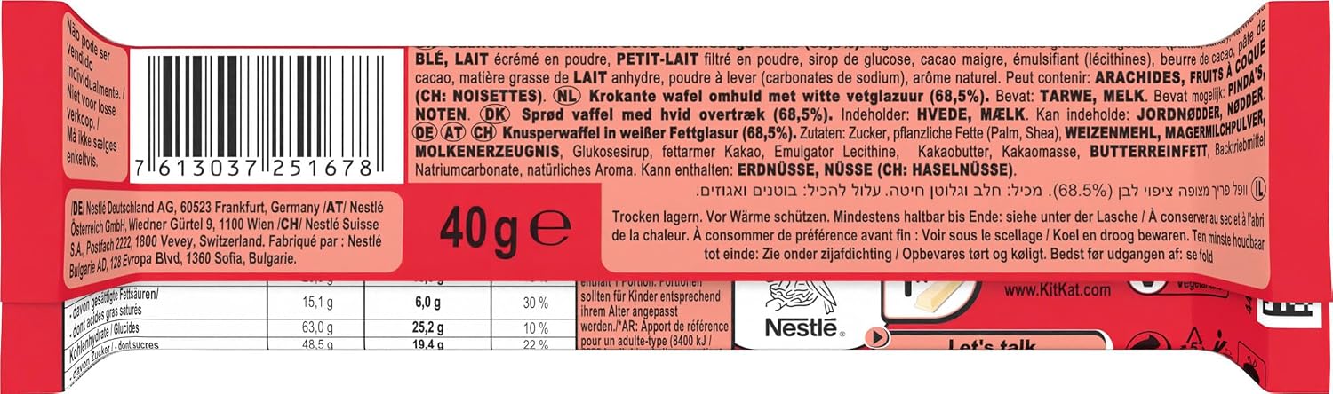 Detalle de KITKAT Chunky White Schokoriegel – Großpackung 24 x 40 g von Nestlé