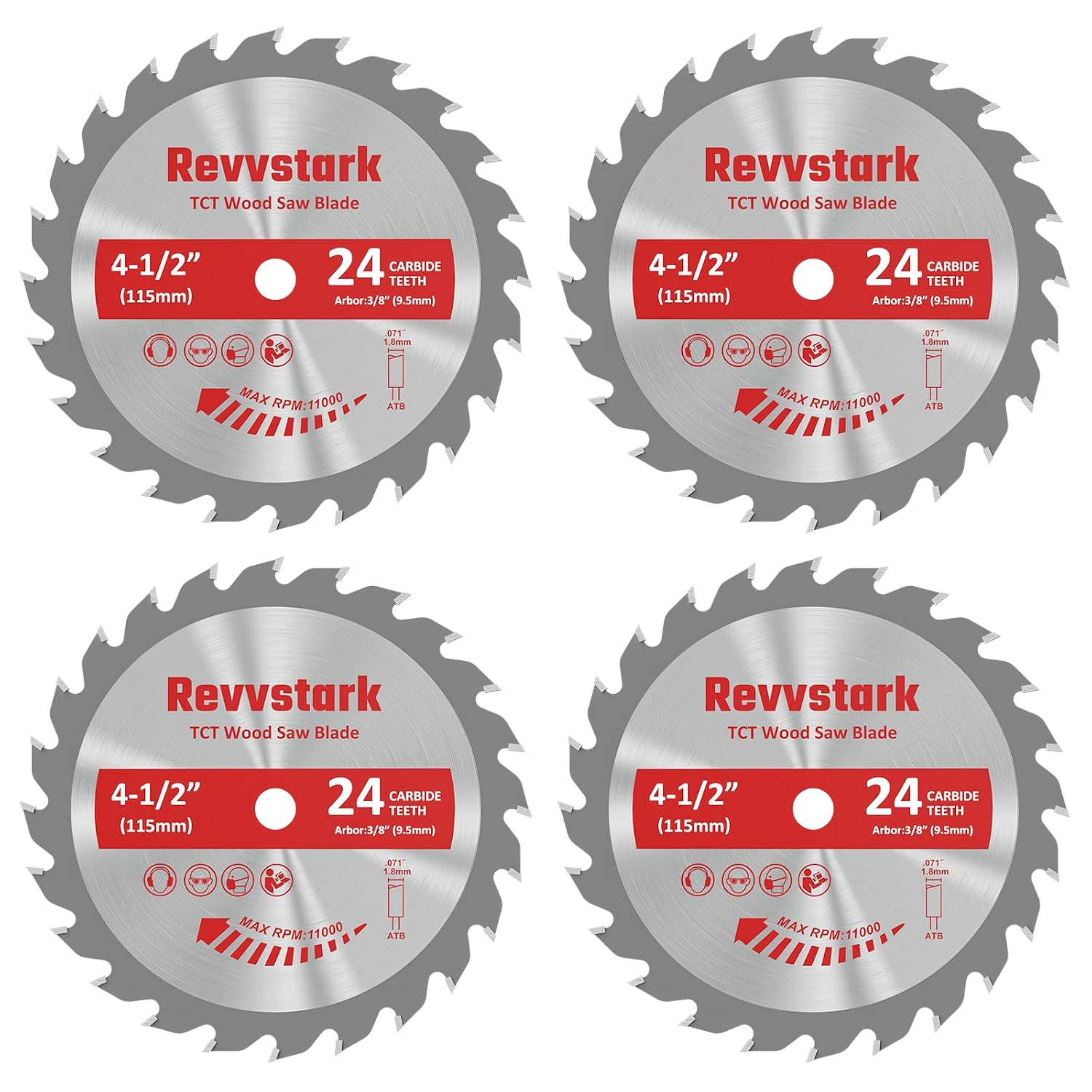 Detalle de Revvstark RS-CB-4.5-24T-3/8-DT 4.5-Inch Circular Saw Blades, 24T, 4-Pack