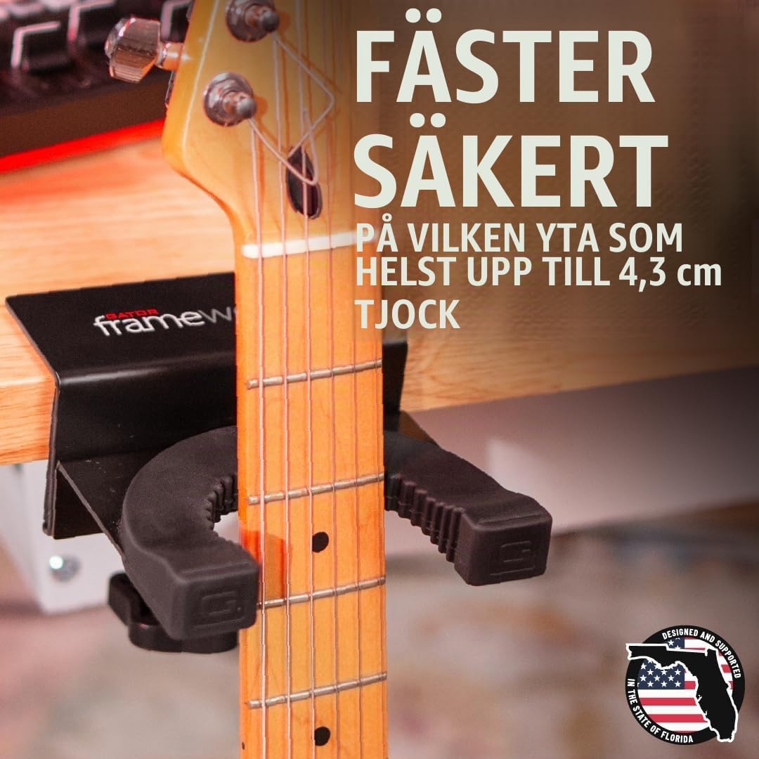Detalle de Gator Frameworks GFW-GTRDSKCLAMP-1000 – gitarrhalsfäste med skrivbordsklämma