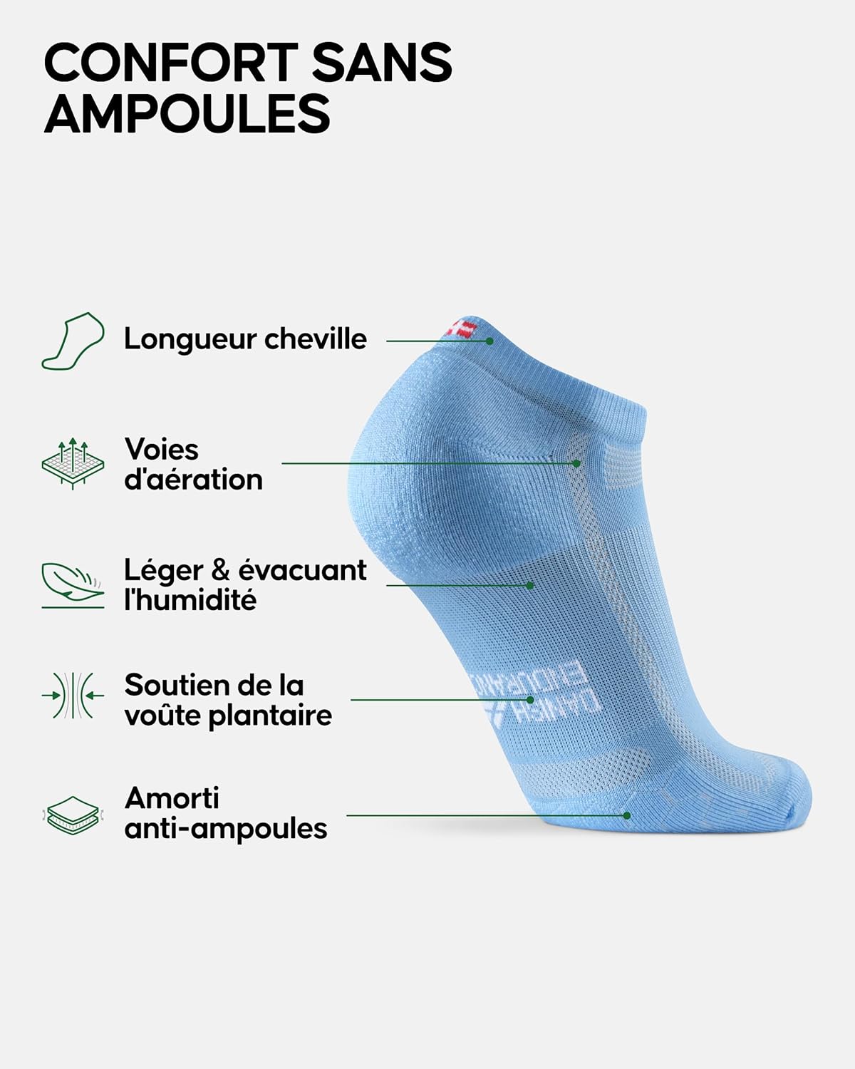 Thumbnail 1 de DANISH ENDURANCE Chaussettes Courtes de Running Longue Distance – 3 Paires (Unisexe)