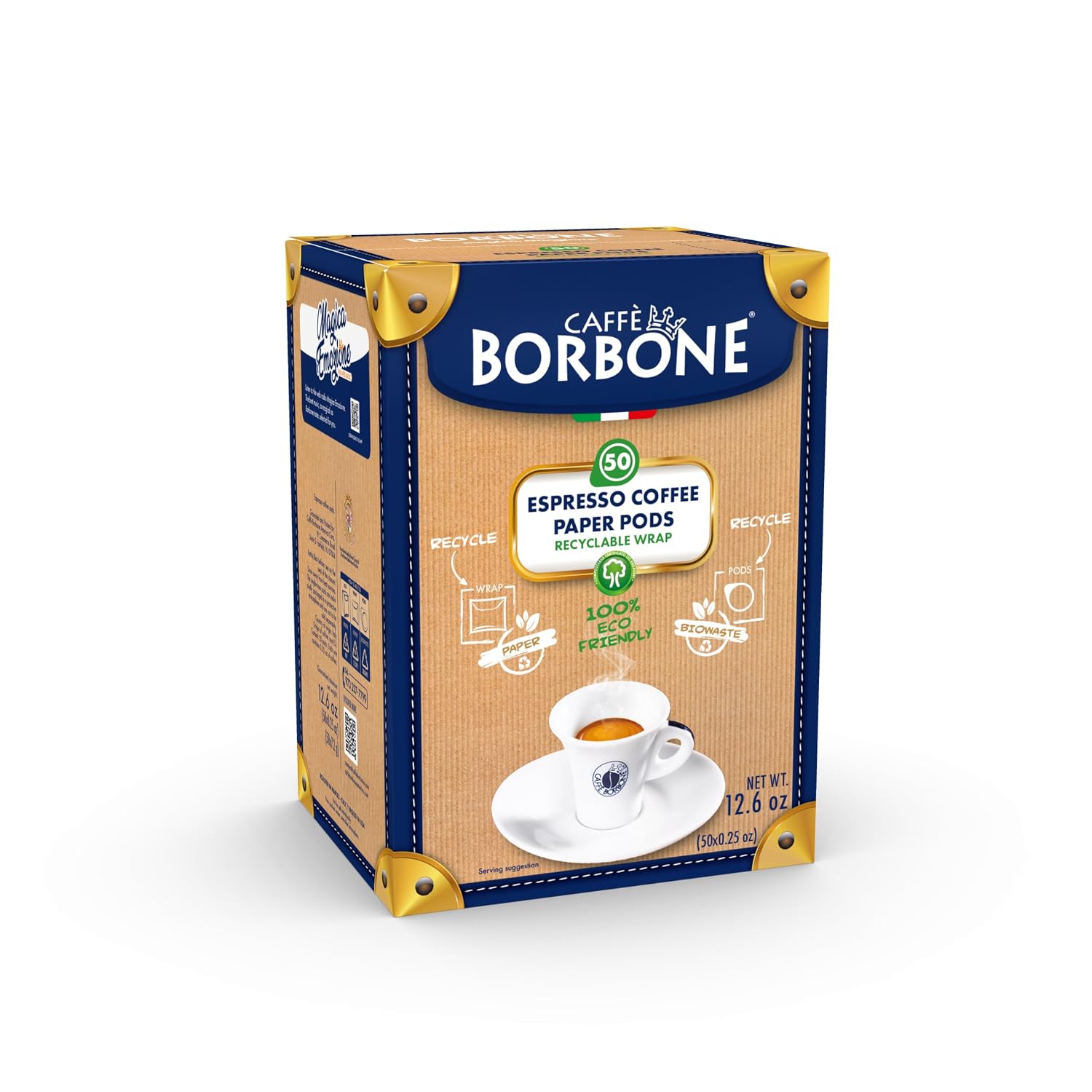 Detalle 2 de Caffè Borbone Kompostierbare Kaffeepads Blaue Kaffeemischung – 50 Pads, 44 mm ESE kompatibel