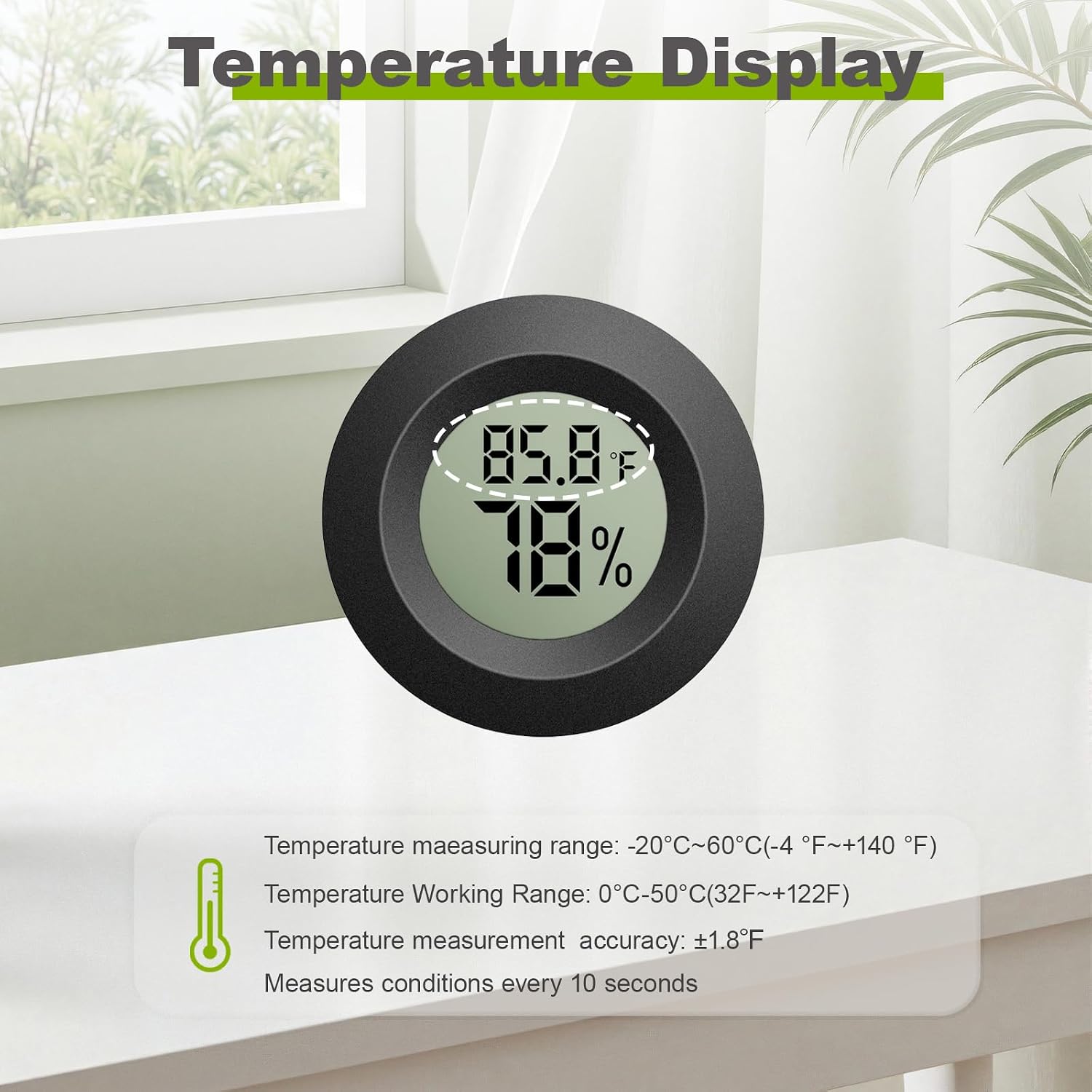 Detalle de TeqyAqs Mini Hygrometer Thermometer, 4-Pack