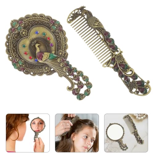 Thumbnail 6 de BESPORTBLE Vintage Handspiegel with Handle and Comb – Compact Metal Travel Mirror