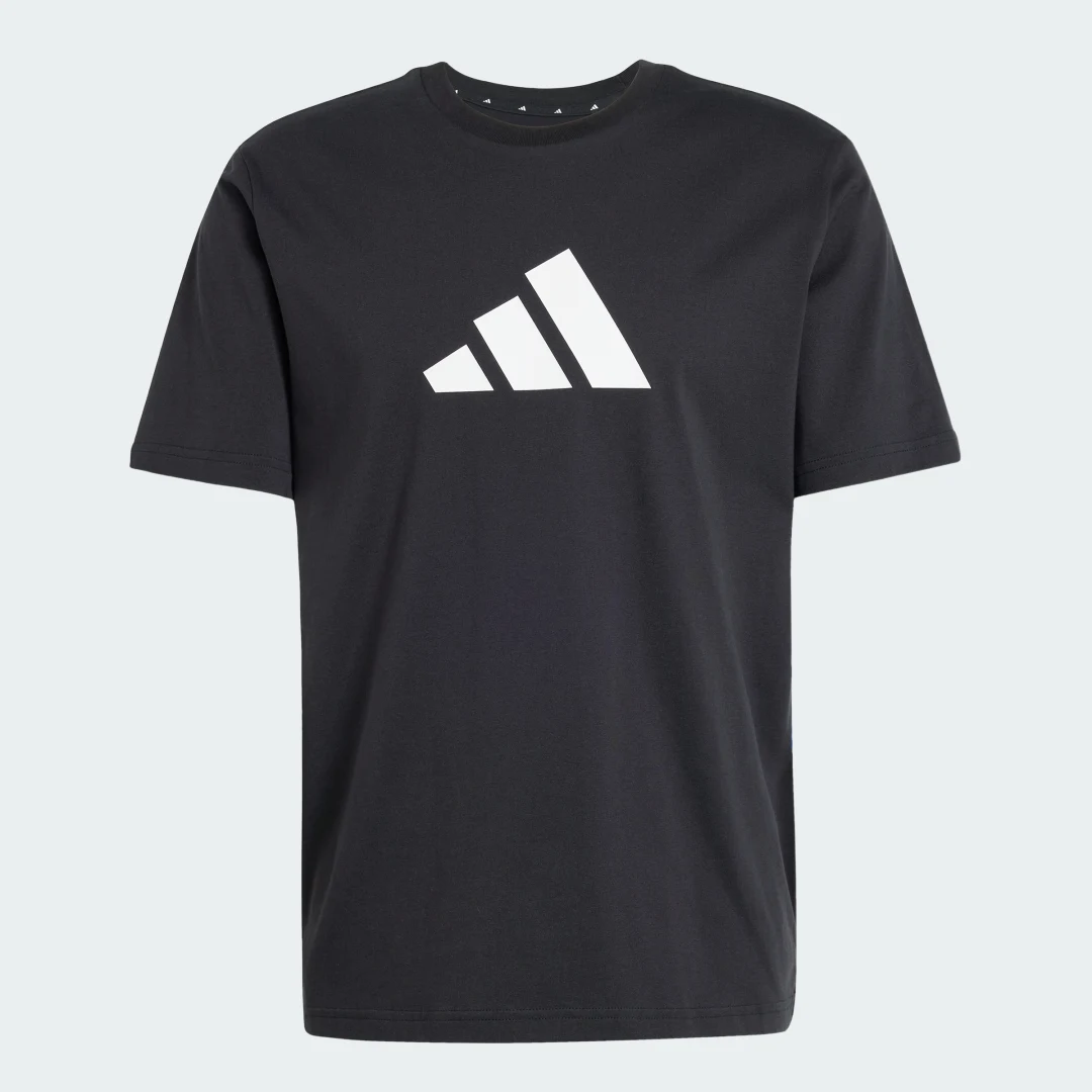 Detalle de Adidas Future Icons 3 Bar Logo, camiseta negra