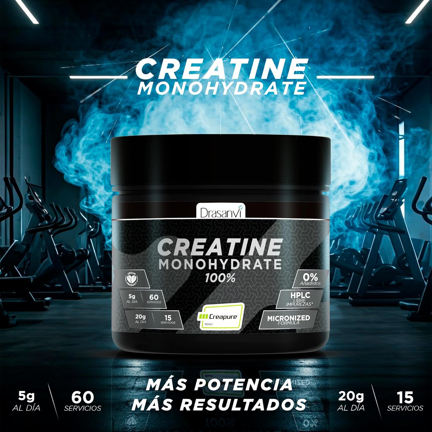Thumbnail 2 de Creatina Creapure Drasanvi 300g | Mejorar Masa y Rendimiento💪