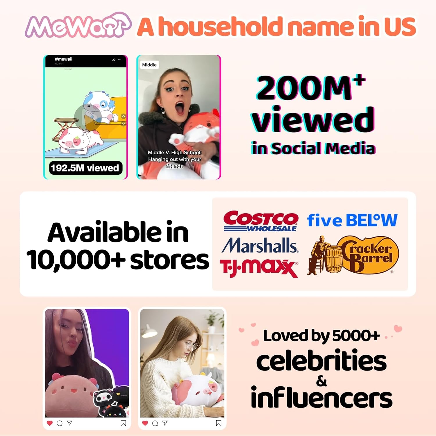 Thumbnail 1 de Mewaii Long Cat Plush 5 Sizes 120% Extra Filling Pink Cat Body Pillow