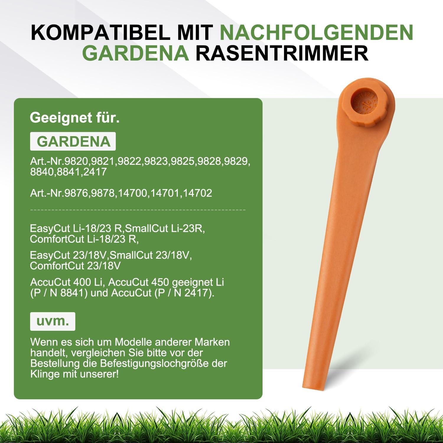 Detalle 2 de PA6 Ersatzmesser (100 Stück) für RotorCut, kompatibel mit Gardena Rasentrimmer & Akkutrimmer