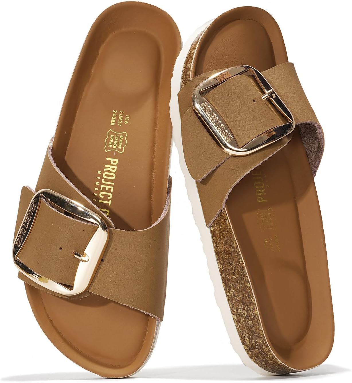 Detalle de Project Cloud 100% Genuine Leather Slides for Women with Memory Foam Insole