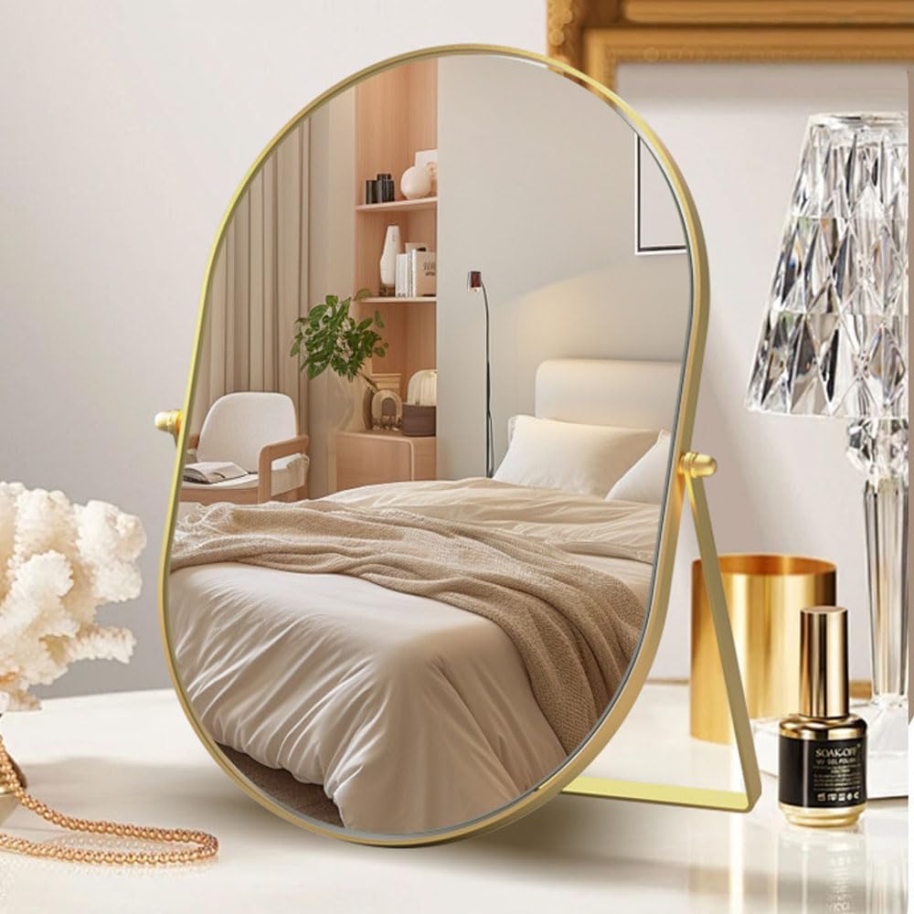 Thumbnail 5 de Hosoncovy Free Standing Desktop Mirror with Stand (Gold) – 22cm x 30cm dressing table cosmetic mirror