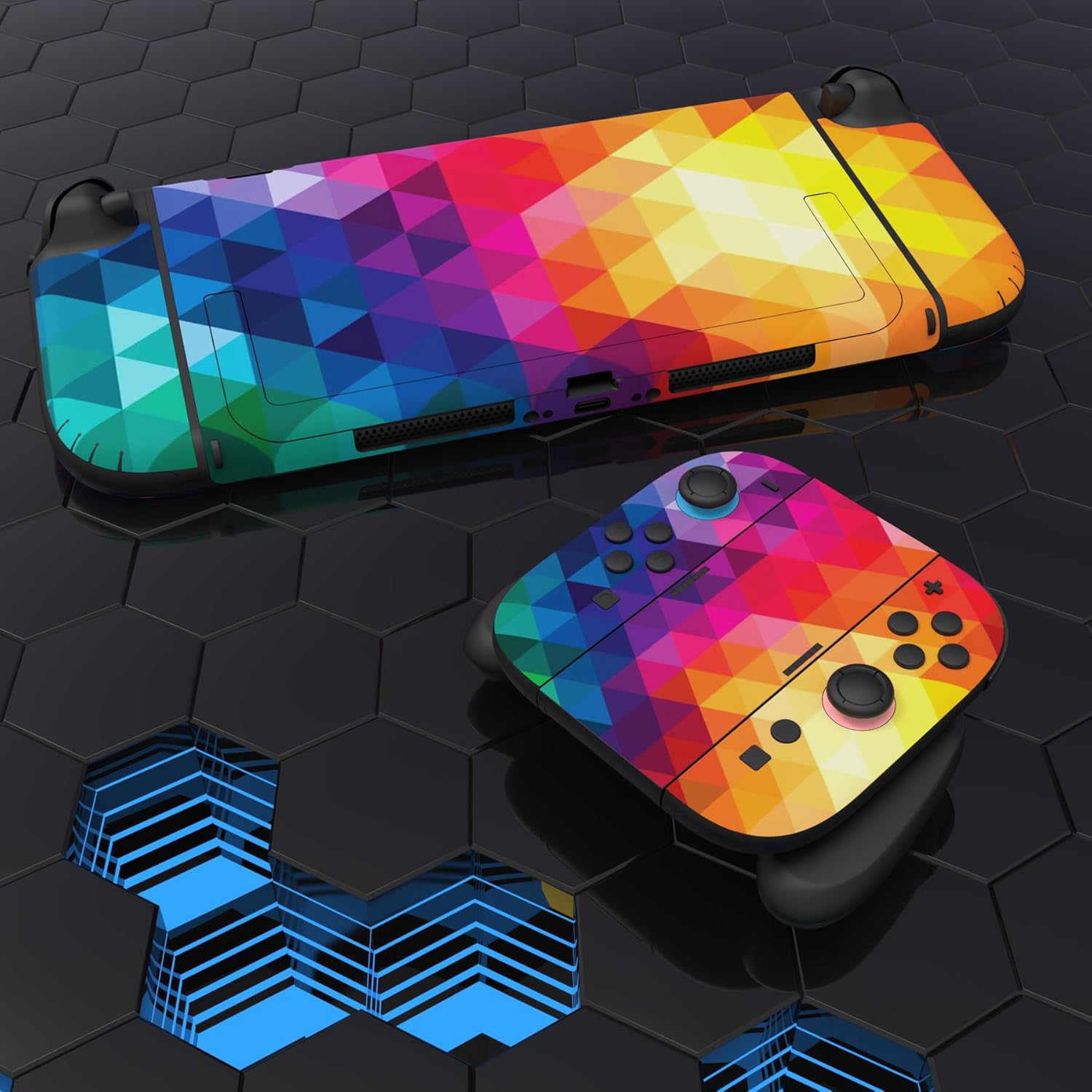 Thumbnail 6 de PlayVital Full Set Protective Skins for Nintendo Switch 2 (Vinyl decal wrap) – Colourful Triangle