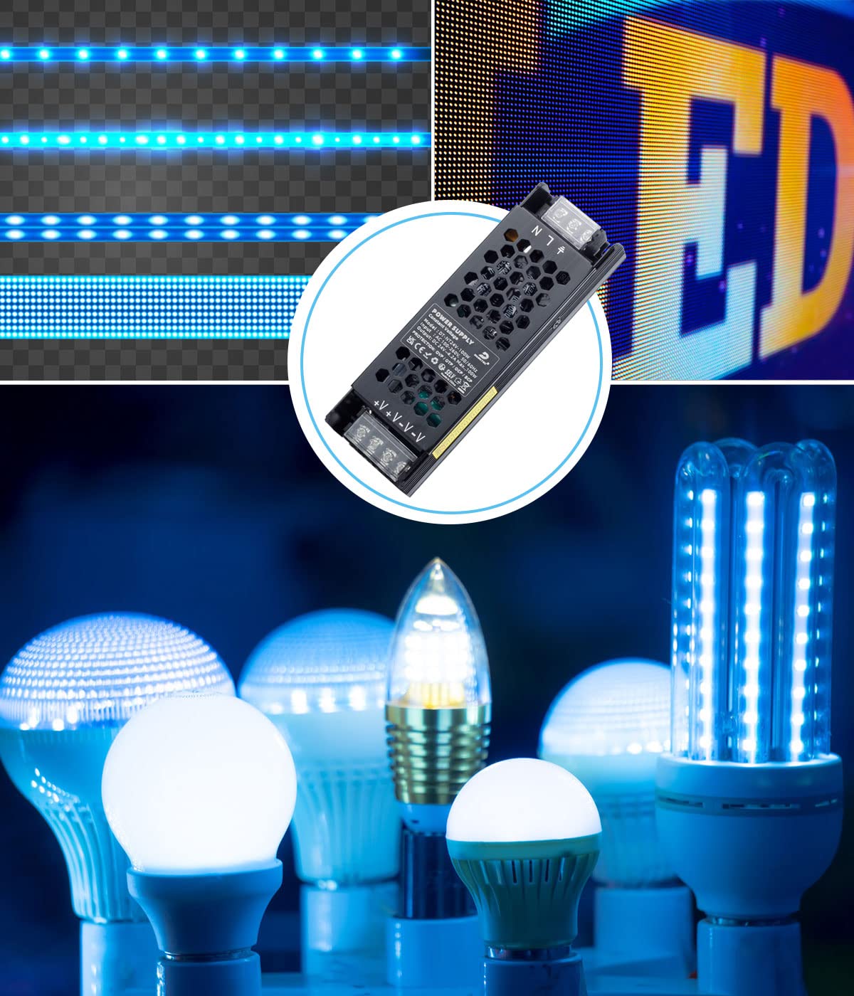 Detalle 2 de DUSKTEC 24V 100W LED Driver Transformer — Slim, Non-Dimmable Constant Voltage Power Supply