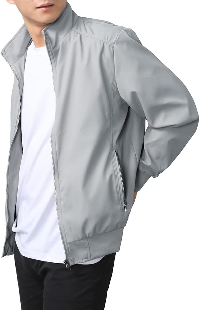 Thumbnail 6 de YOUTHUP bomber leggero estivo da uomo con zip, giacca casual a vento di transizione