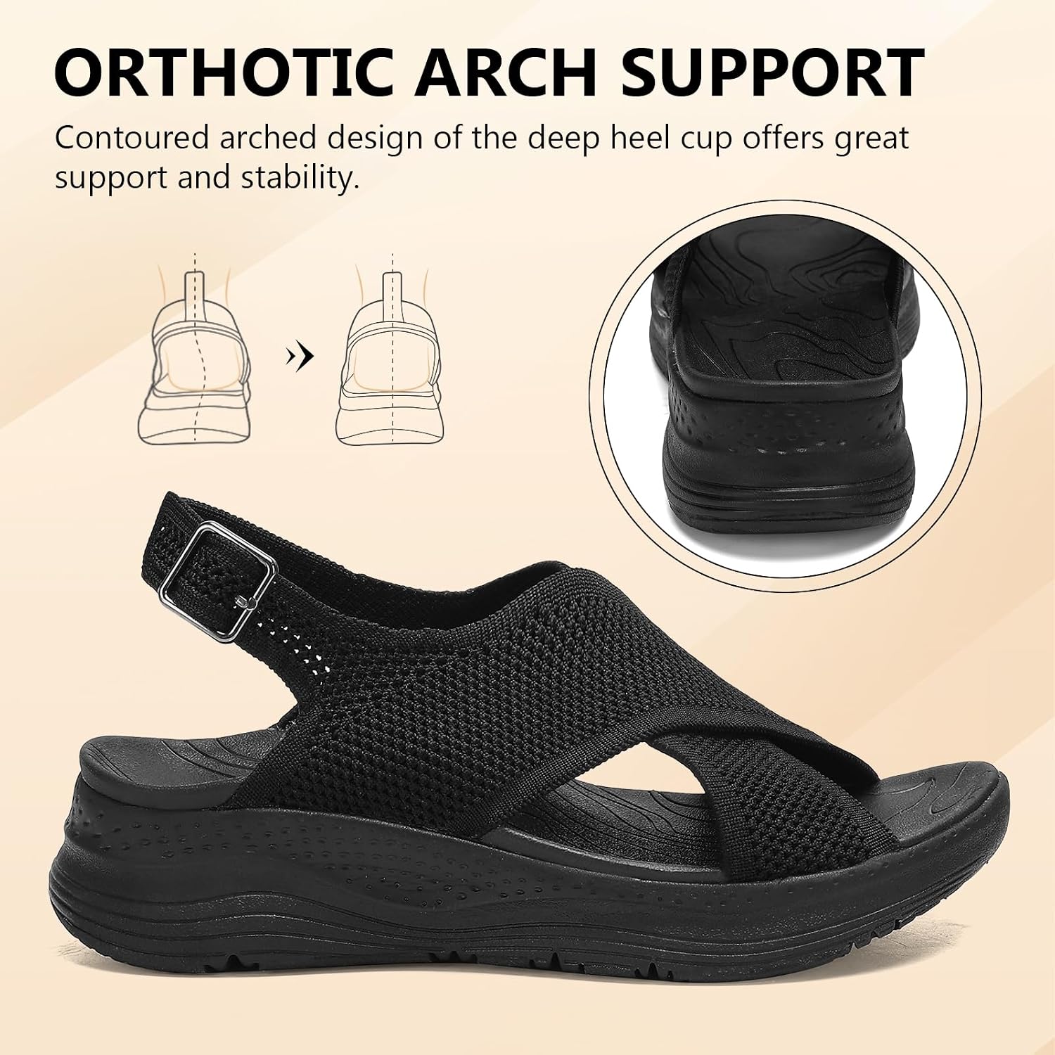 Thumbnail 4 de Hanani Womens Orthopedic Sandals with Adjustable Straps and Arch Support