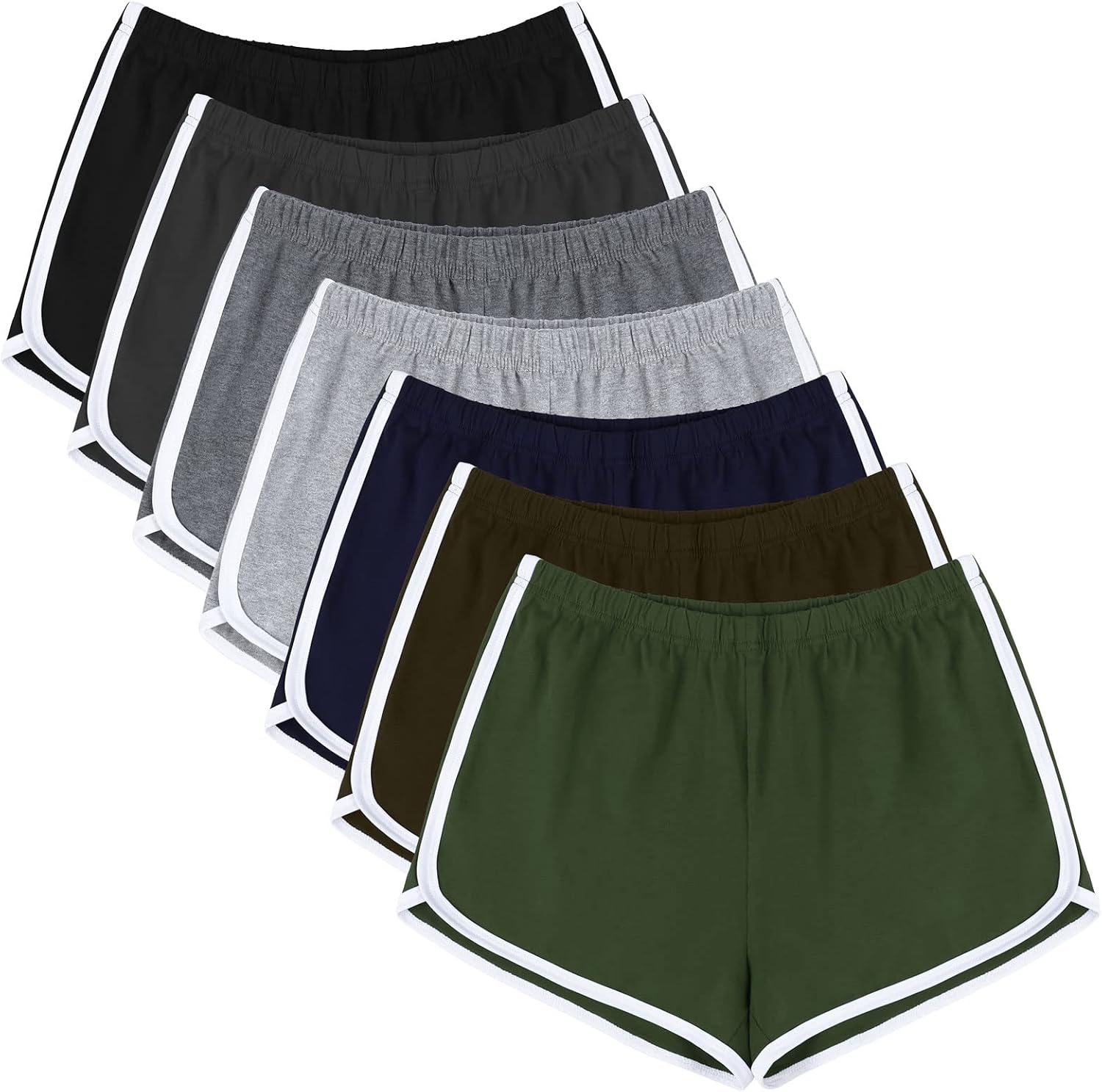 Detalle 2 de URATOT 7 Pack Women's Cotton Shorts — Dolphin Booty Athletic Gym Shorts for Yoga, Running, and Lounge