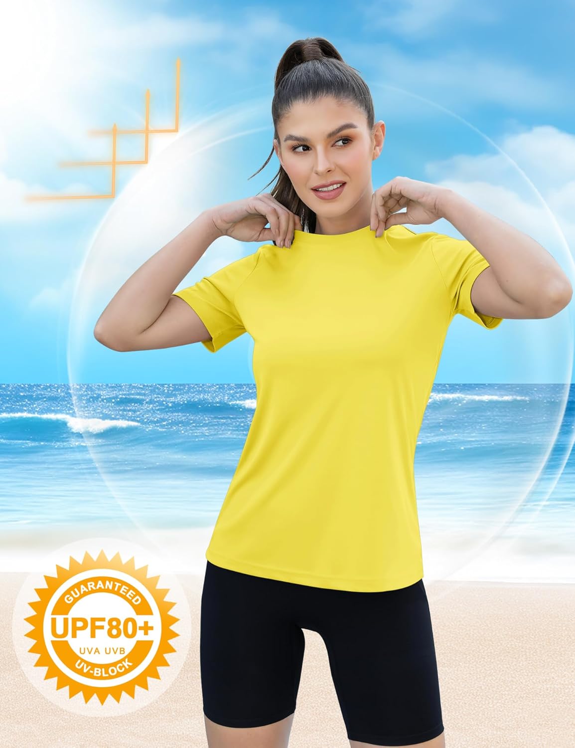 Thumbnail 4 de Rapbin Damen Sportshirt Kurzarm mit UPF 50+ für Fitness, Yoga & Lauftraining