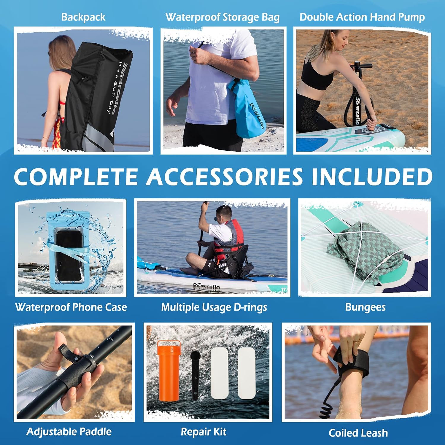Detalle de Baudelio Inflatable Paddle Board (11’ x 34” x 6”) with Accessories
