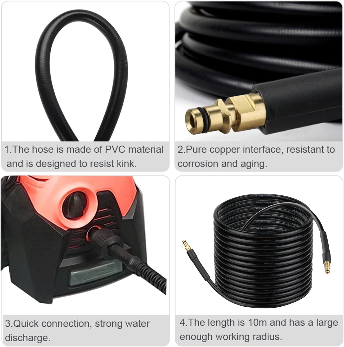 Detalle 2 de 10 m High Pressure Washer Hose 5800PSI