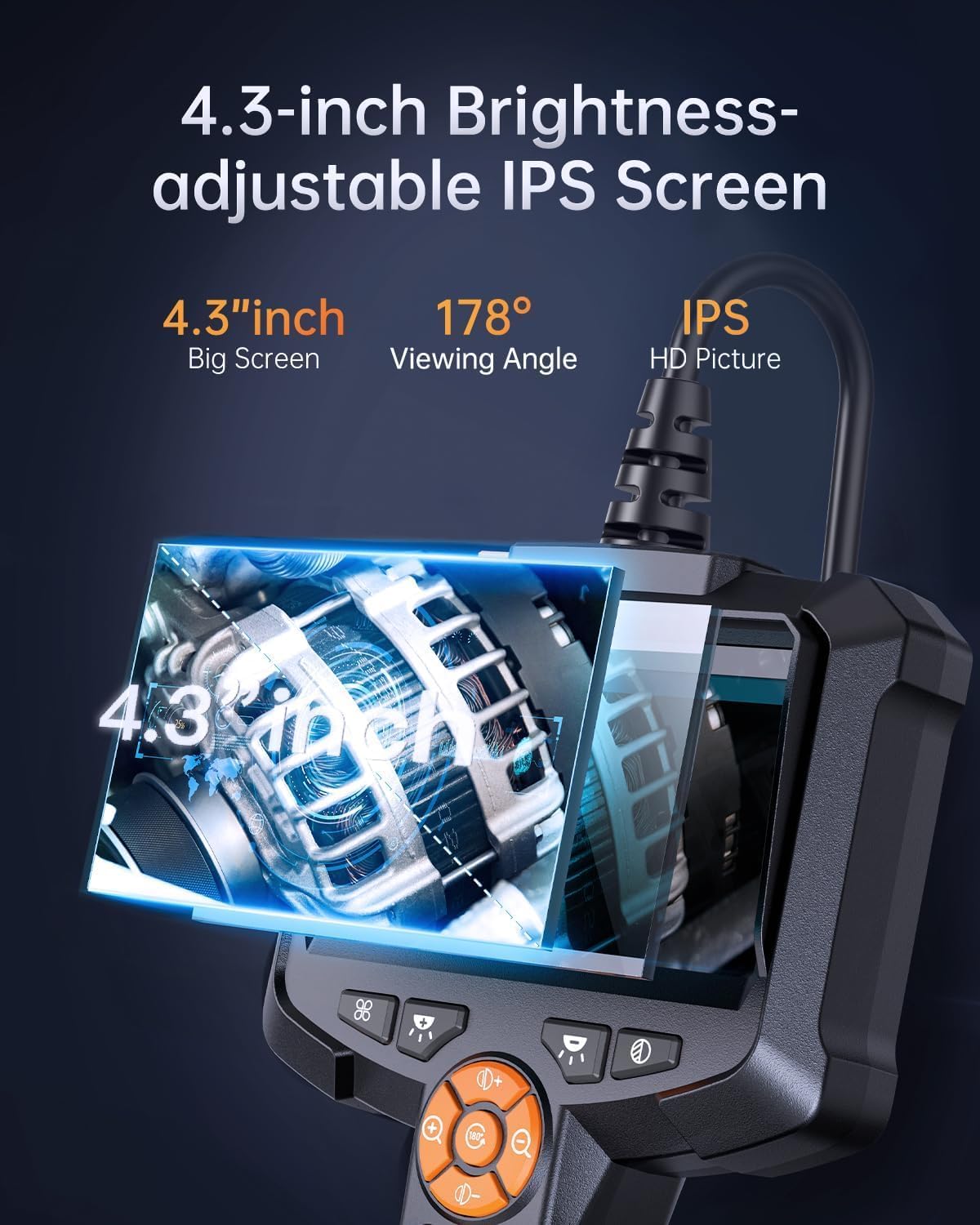 Thumbnail 1 de AOPICK 4.3-inch IPS Borescope with 8 LEDs, 8mm IP67 Waterproof Endoscope and 20M Semi-Rigid Cable