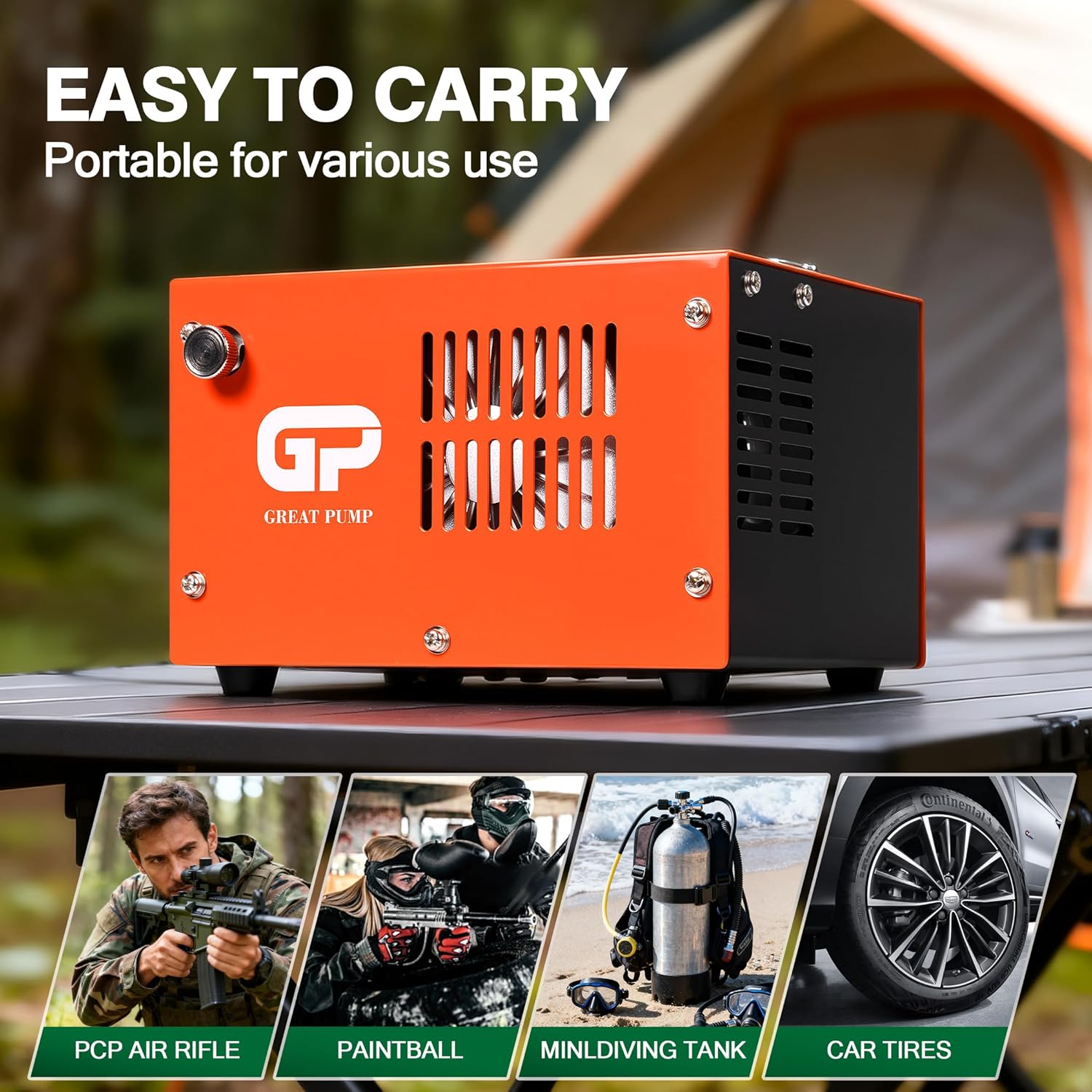 Detalle 2 de TUXING PCP Compressore d’aria portatile 4500 PSI/30 MPa con connettore rapido e adattatore di alimentazione incorporato
