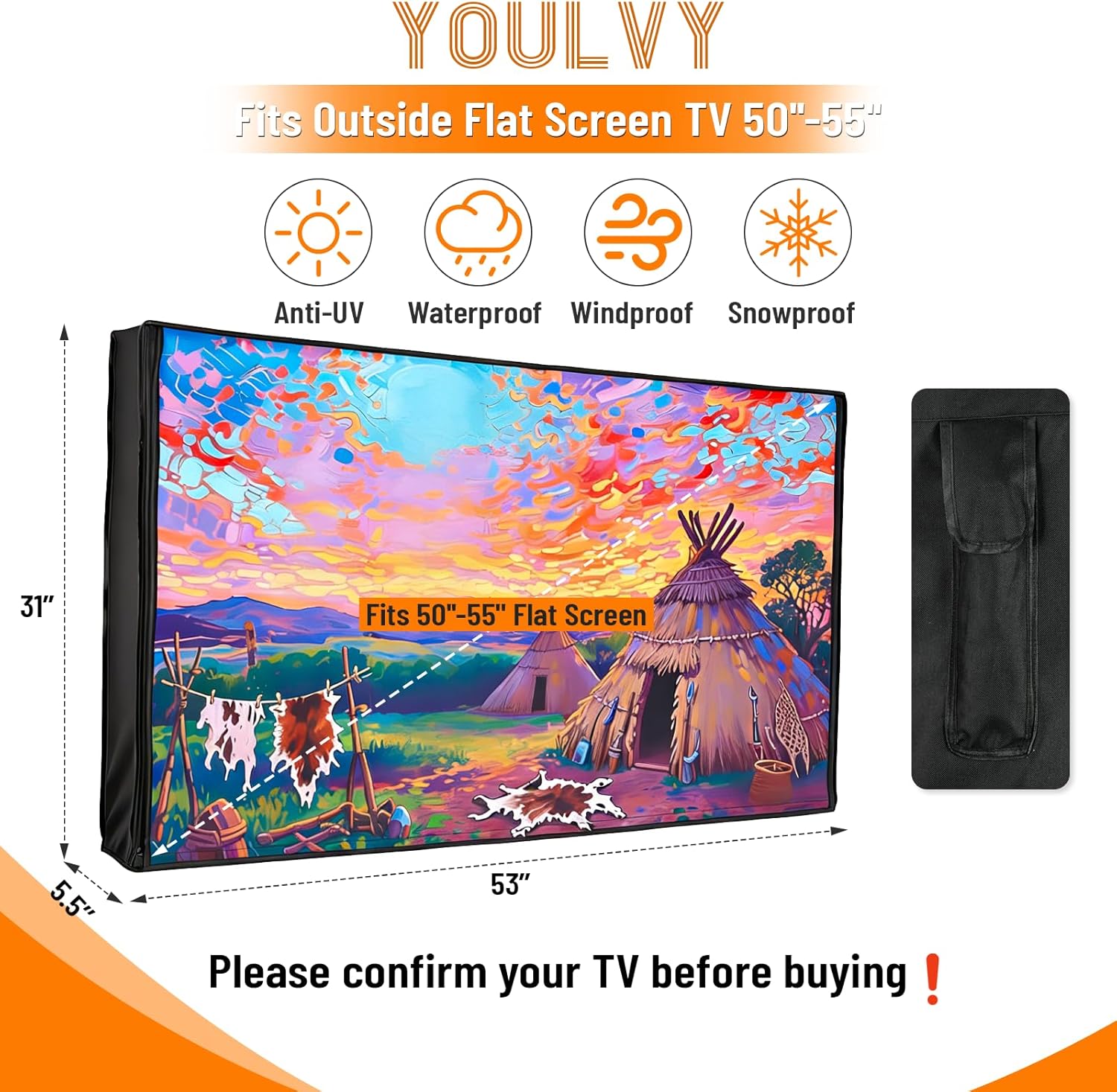 Thumbnail 3 de Youlvy Outdoor TV Cover 50-55 inch: Weatherproof Shield for Your Outside TV