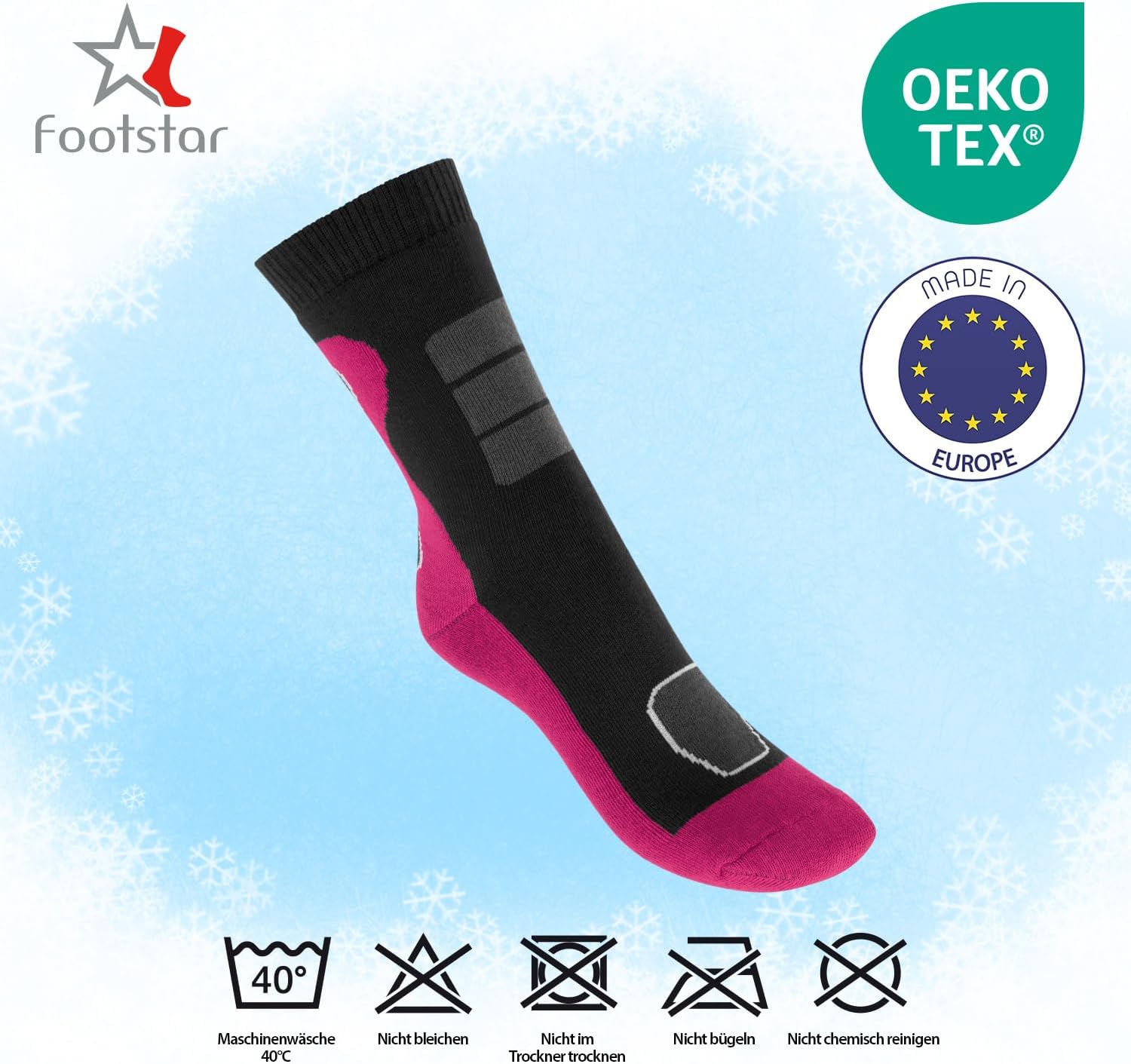 Detalle de Footstar Children's Thermal Socks, 6 Pairs, Full-Terry Winter Socks