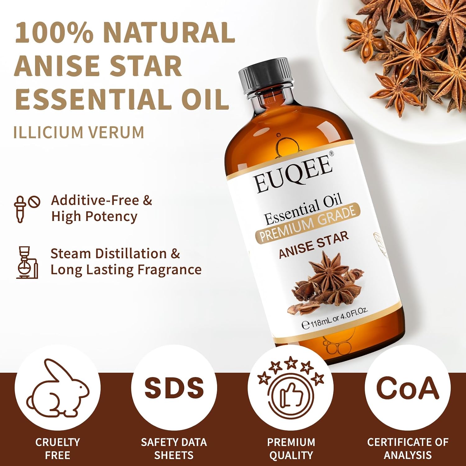 Detalle 2 de EUQEE Anise Star Essential Oil 4 oz