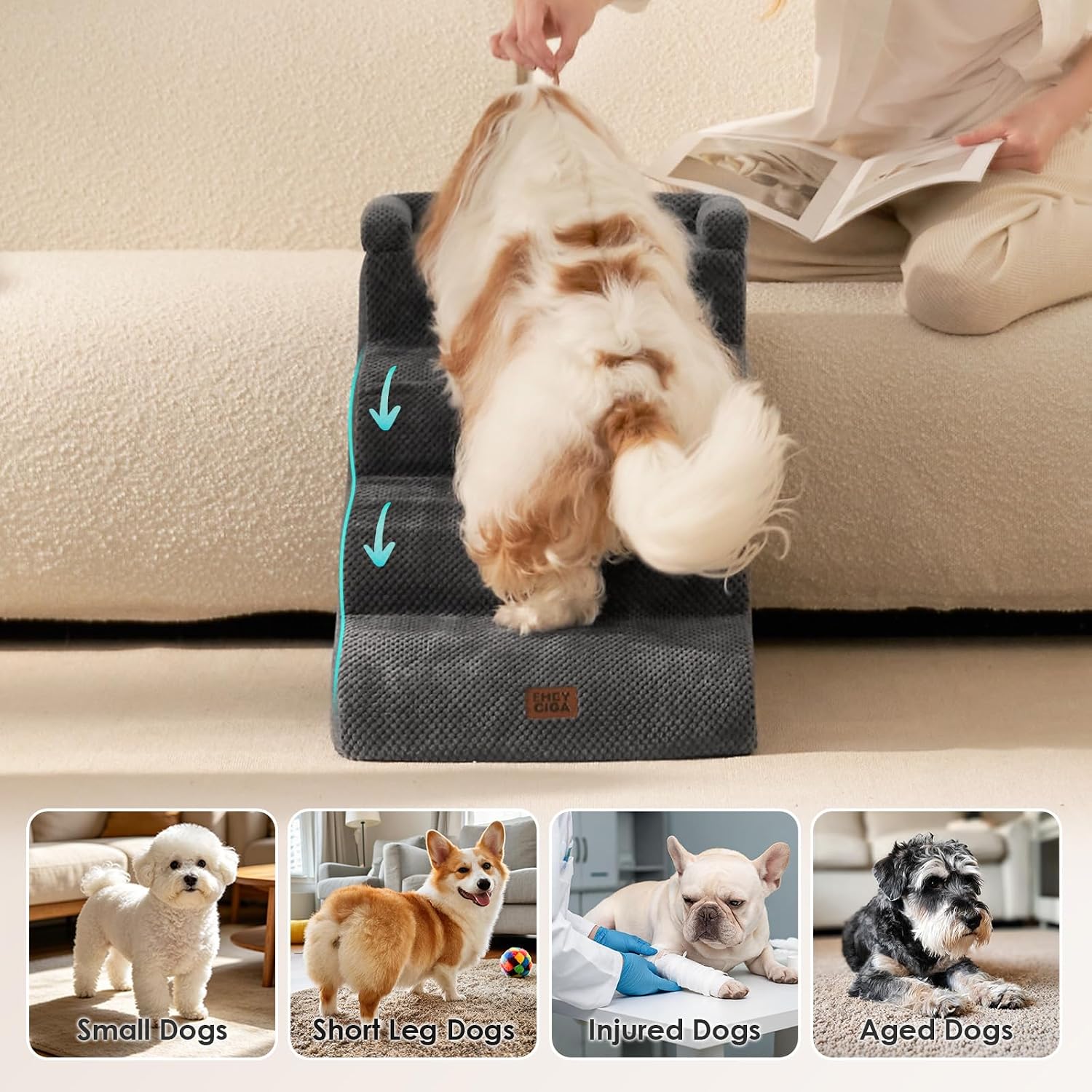 Detalle 2 de EHEYCIGA Dog Stairs, 17.6-Inch Height