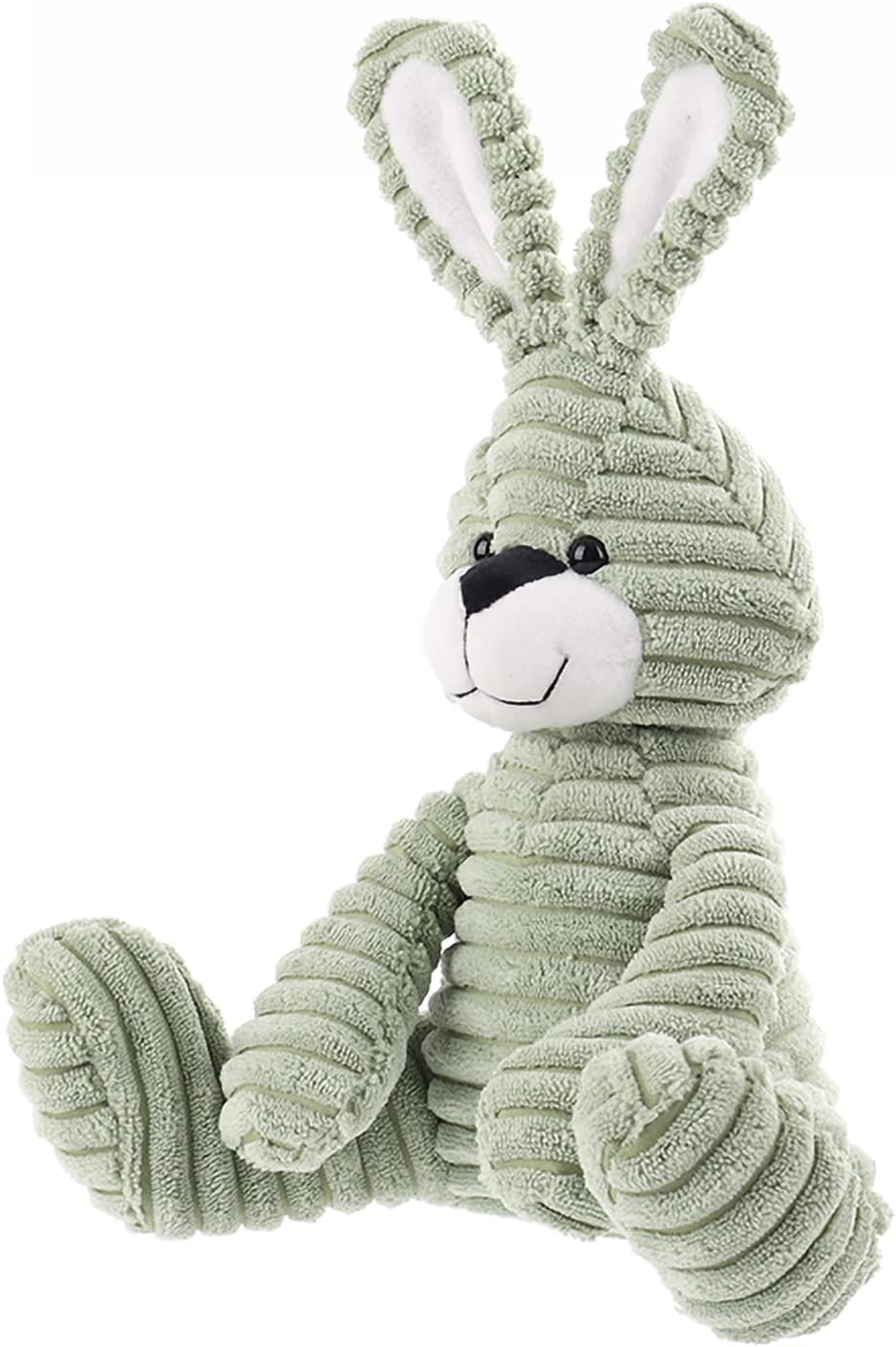 Detalle de Apricot Little Green Bunny Plush Corduroy Rabbit – Soft, Handcrafted Plush for Kids