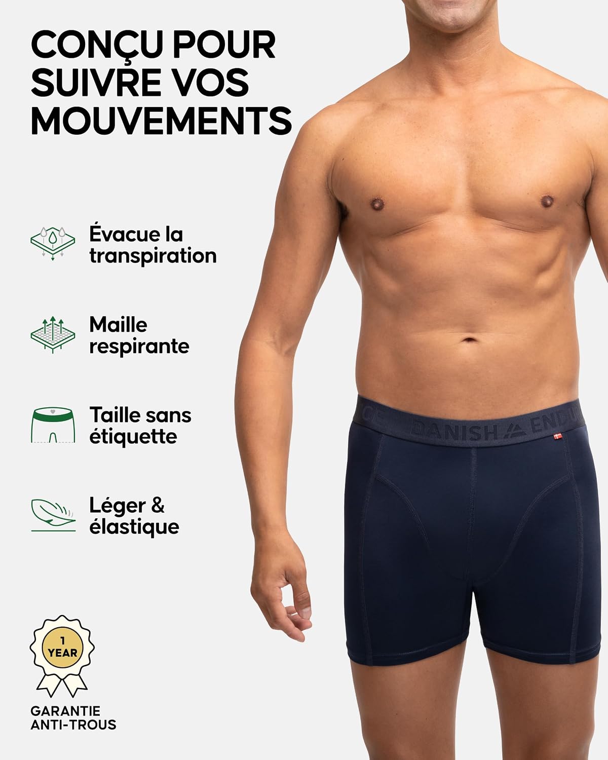 Detalle 2 de DANISH ENDURANCE Boxer Homme Lot de 6 đ©Č