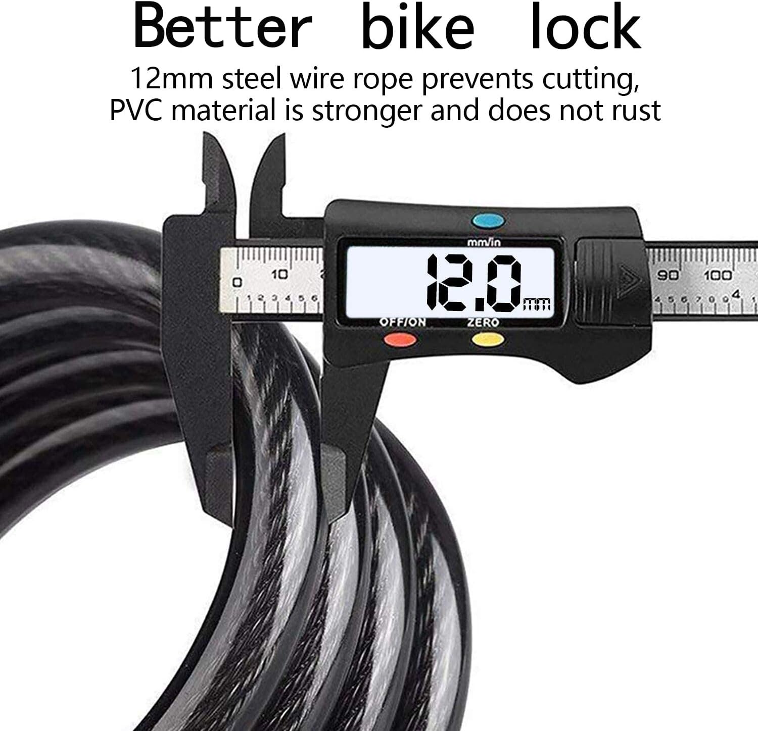 Thumbnail 1 de REHKITTZ Bike Lock Combination 5-digit 120 cm cable lock 🚲