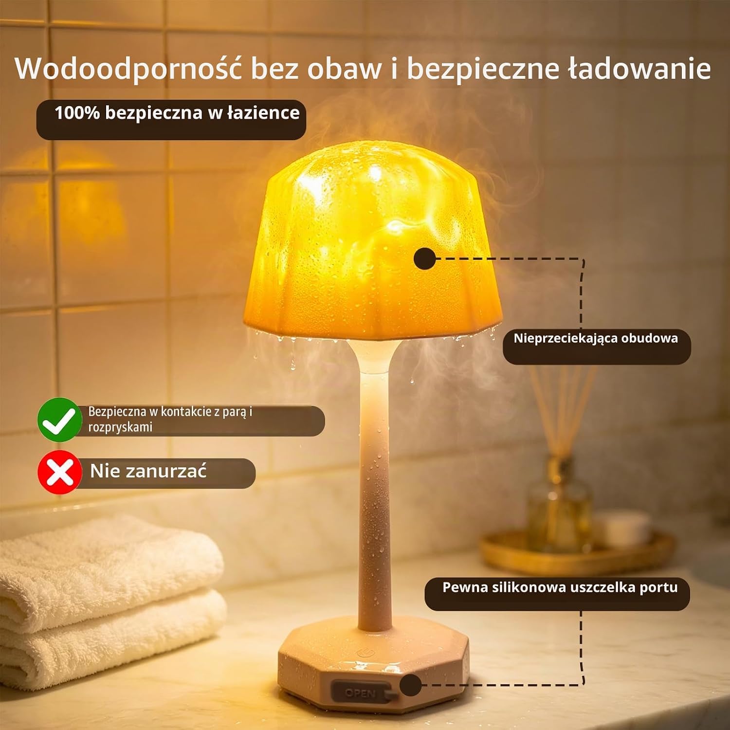 Detalle 1 de ZORVENIX Waterproof Shower Lamp – wodoodporna lampa LED, 16 kolorów i pilot