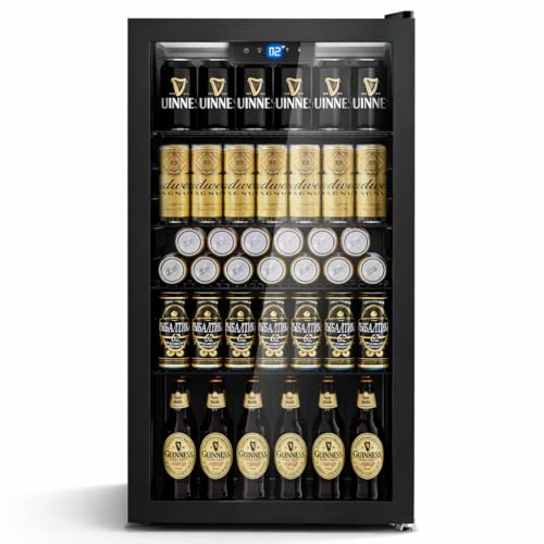 Detalle de TRIUMPHKEY 86L Getränkekühlschrank – frostfrei, 4 Ablagen, 130 Dosen, Glasfront