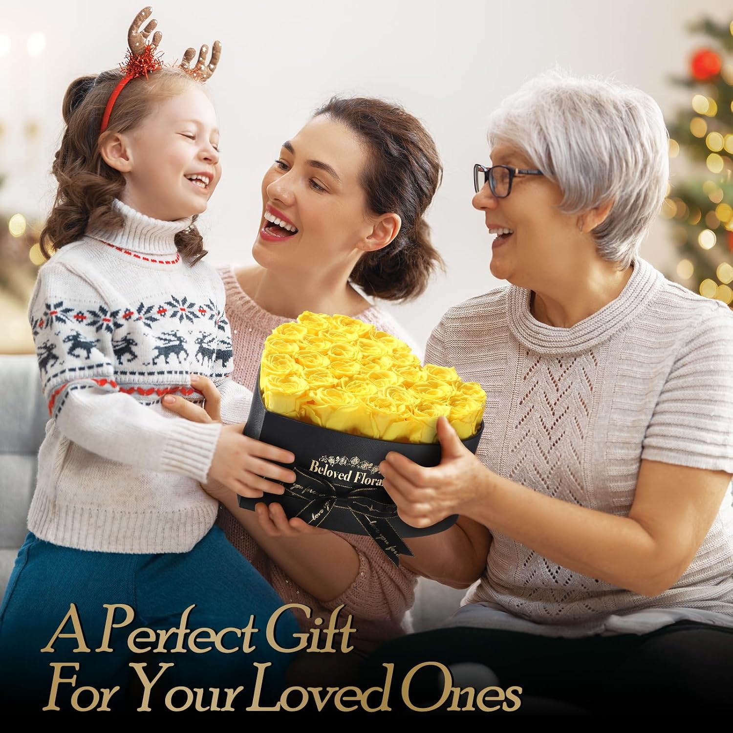 Detalle de Auoasl 16 Preserved Flowers Rose Gift Box – Everlasting Yellow Rose for Birthdays, Mother’s Day, Valentines, and More
